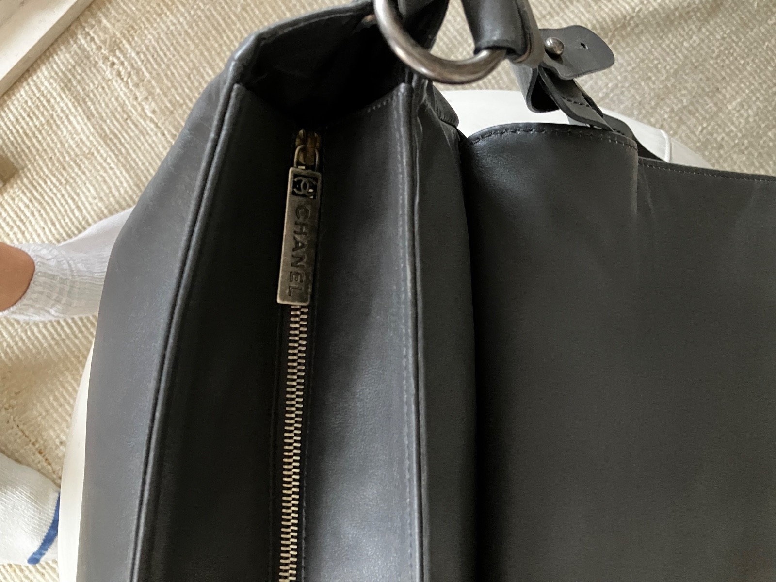 Chanel Men’s Gray Leather Messenger Bag