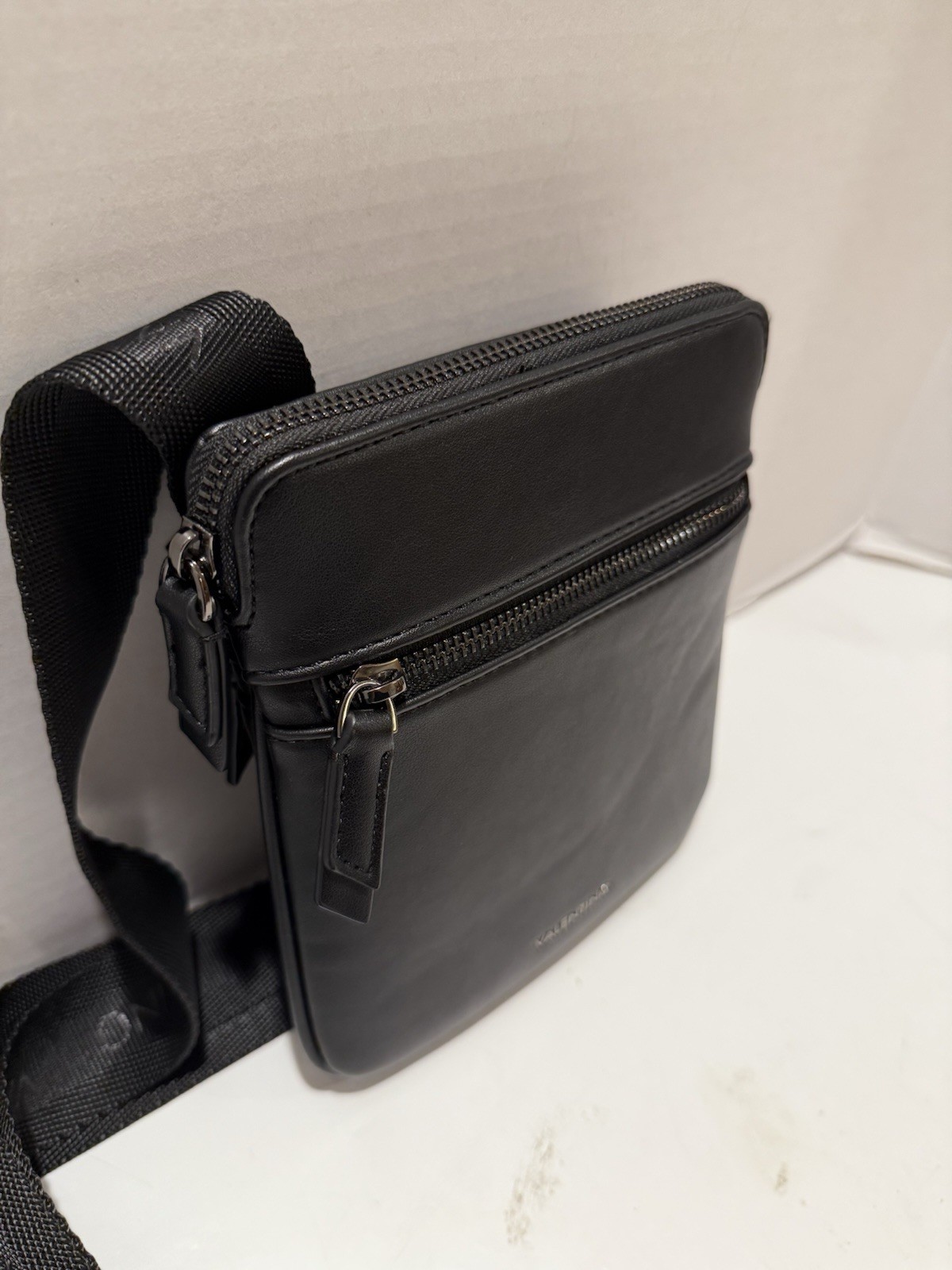 Valentino Mario Horizon Logo Mini Crossbody Shoulder Bag Black Zip Closure
