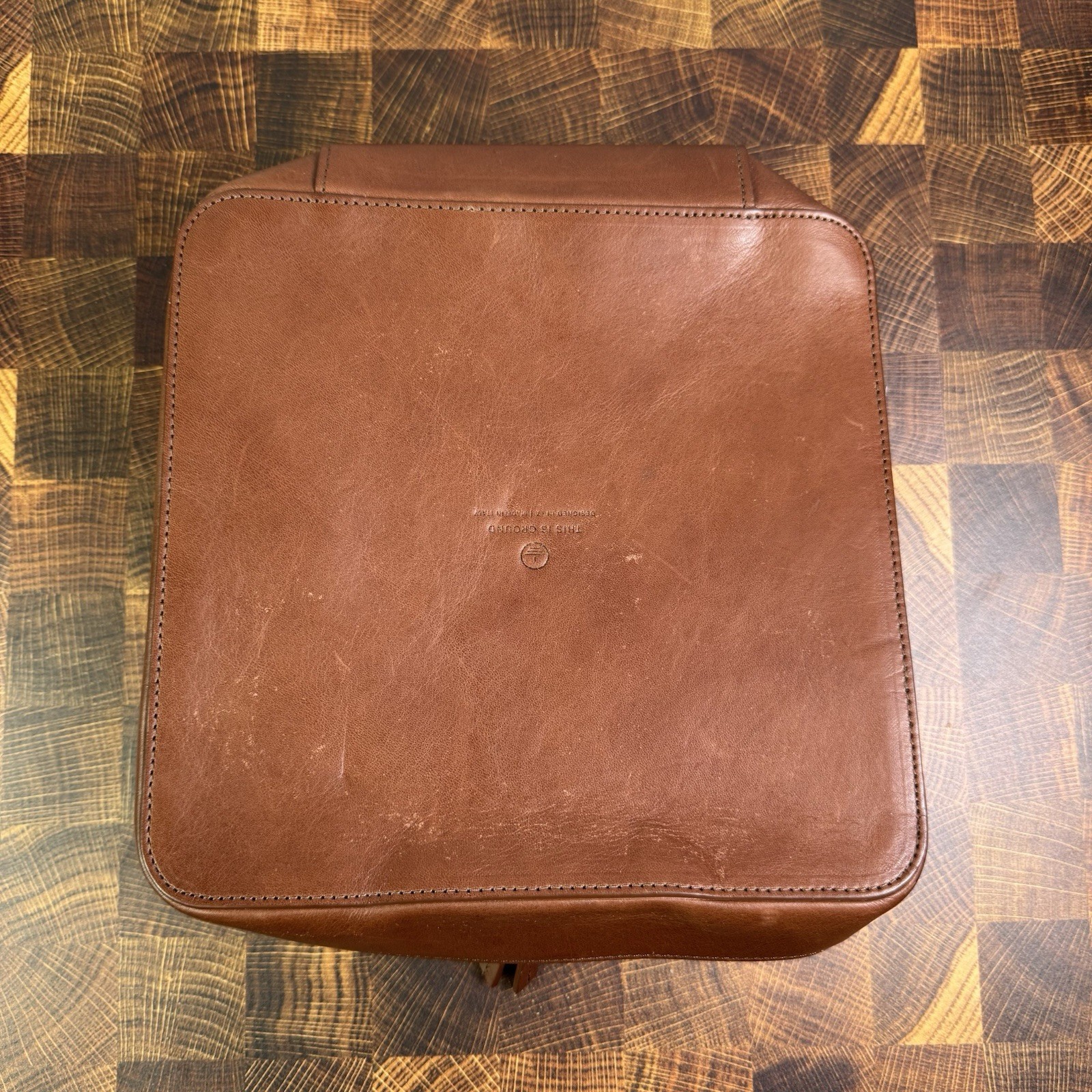 This Is Ground Tech Dopp Kit Toffee Brown Leather Travel Cable Organizer Case