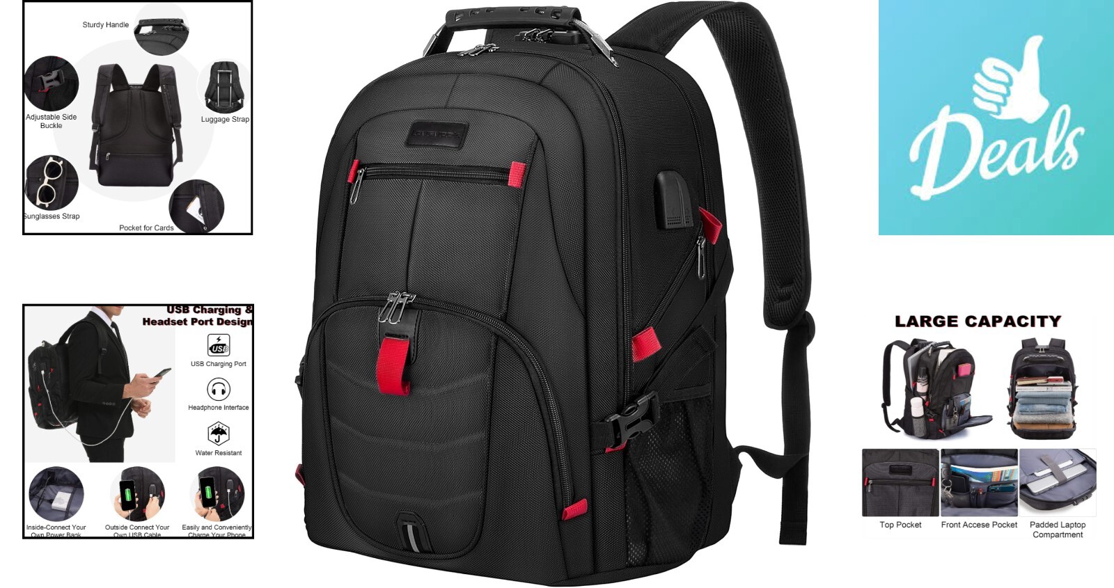 Large Capacity Travel Laptop Backpack – Anti Theft Design with Lock & USB Port