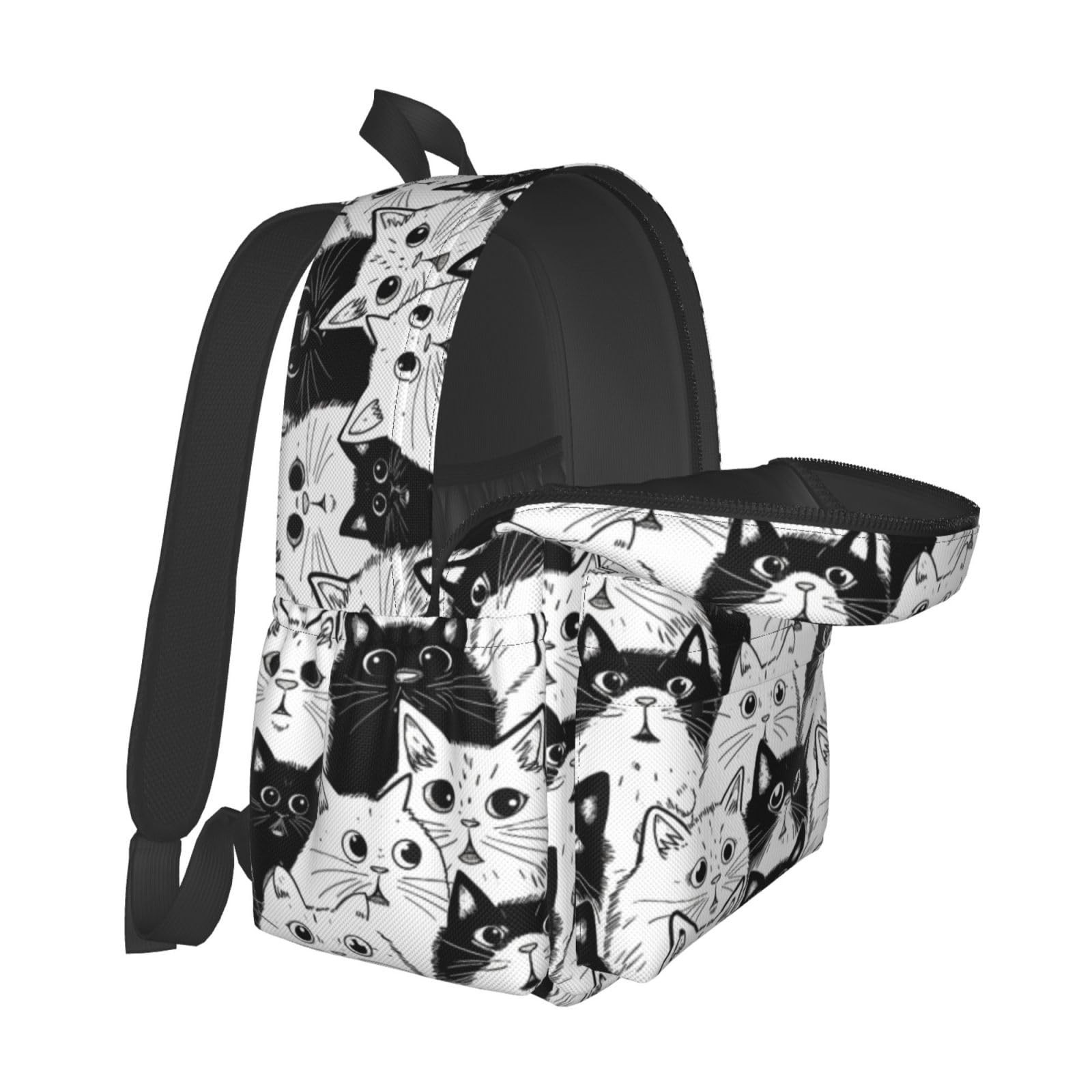 Black White Cat Backpack Multipurpose Travel Laptop Daypack Women Men Bag