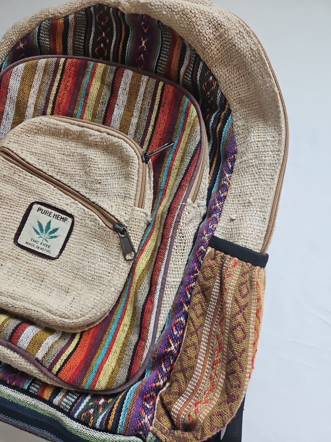 Himalayan Group Multi Pocket Pure Hemp THC FREE MADE IN NEPAL Backpack