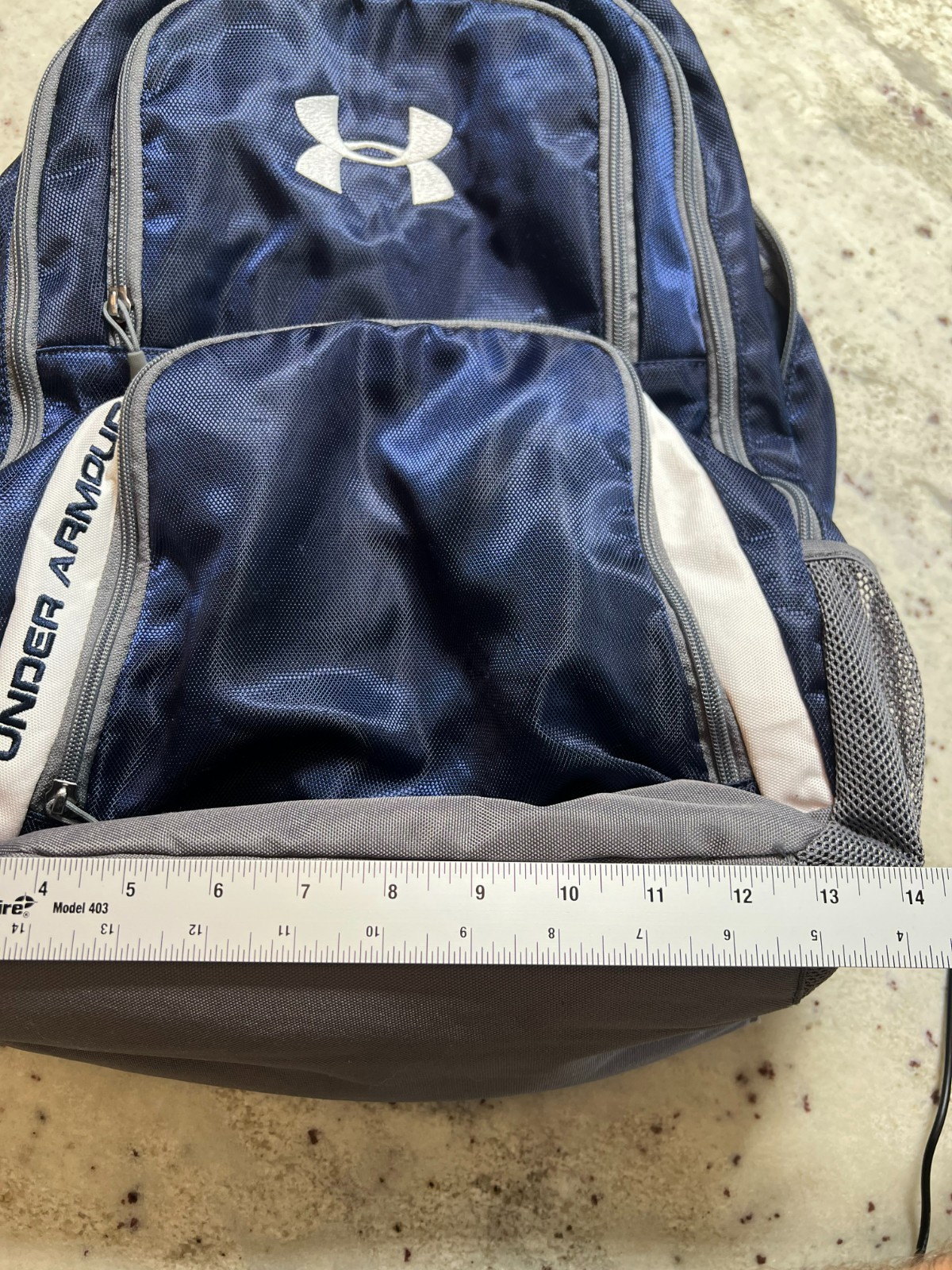Under Armour Backpack Navy Gray Orange Adjustable Strap Travel School Sports
