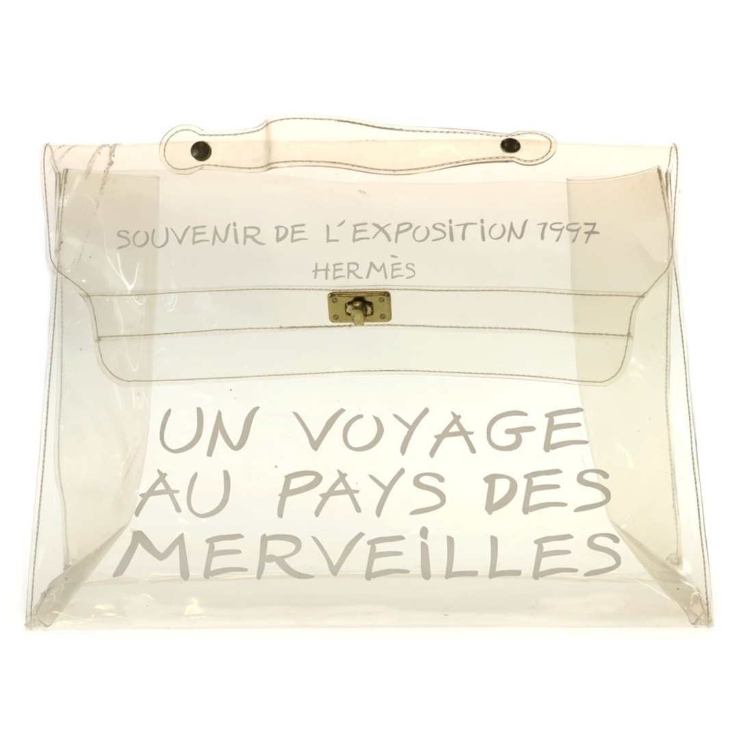 HERMES Vinyl Kelly Handbag Clear Used 8606ad8cccf9acd3e6d92e21724a3b06