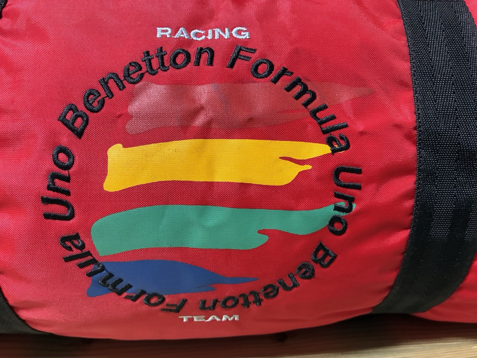 Benetton Formula 1 Racing Team Mobil Duffel Bag Vintage Size 24.8 x 13 x 12.6 in