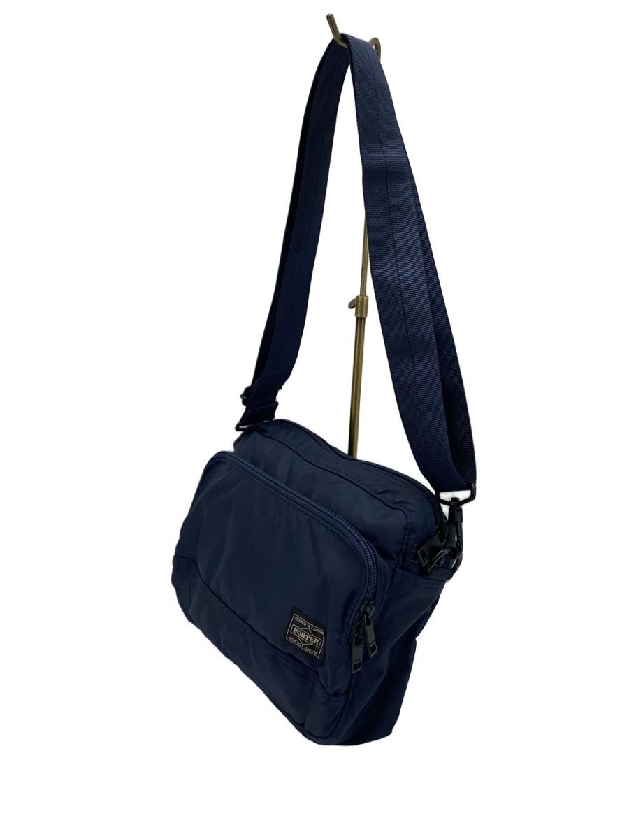 Authentic PORTER FLASH Shoulder Bag Nylon Navy 26cm x 18cm x 6.5cm Damage