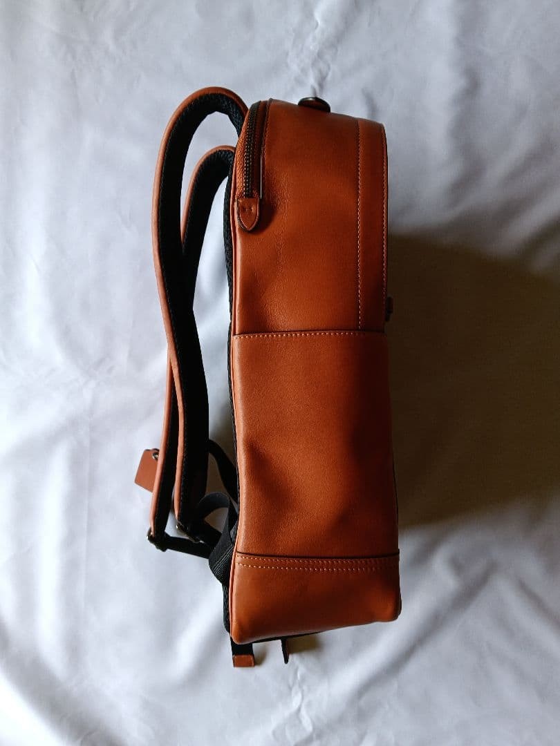 COACH Leather Backpack Brown Front Pocket Mesh Back 42cm From Japan