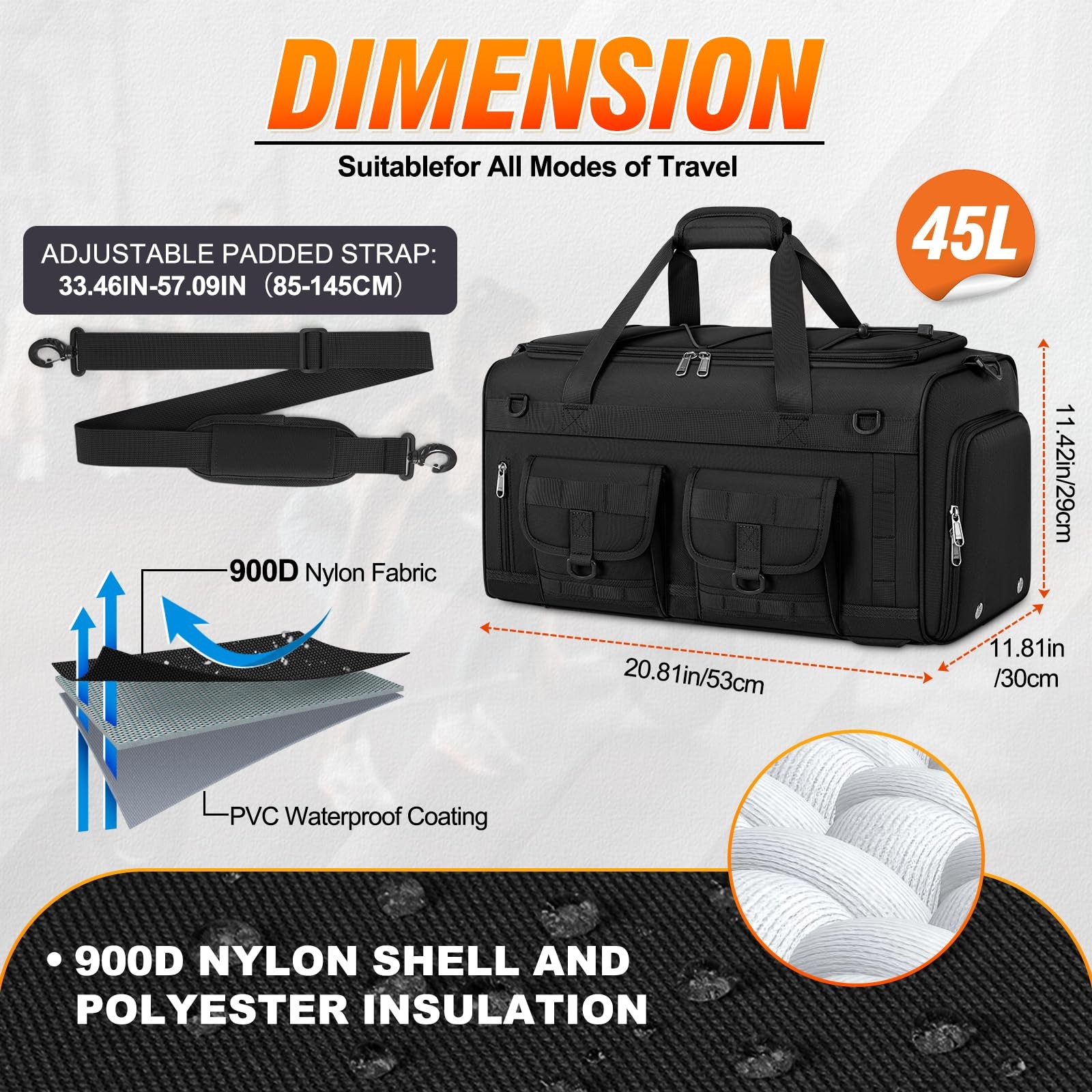 3 in 1 Gym Bag for Men, 45L Large Sports Duffle Bag with Shoe Compartment and…