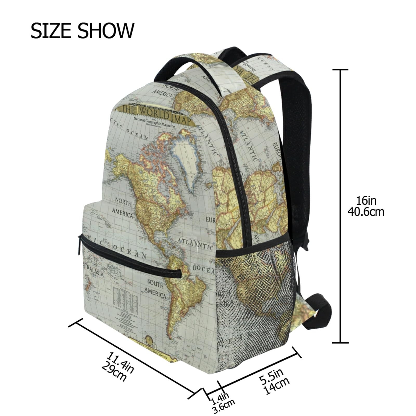 Travel World Map Backpack School Laptop Bookbag Shoulder Daypack Casual