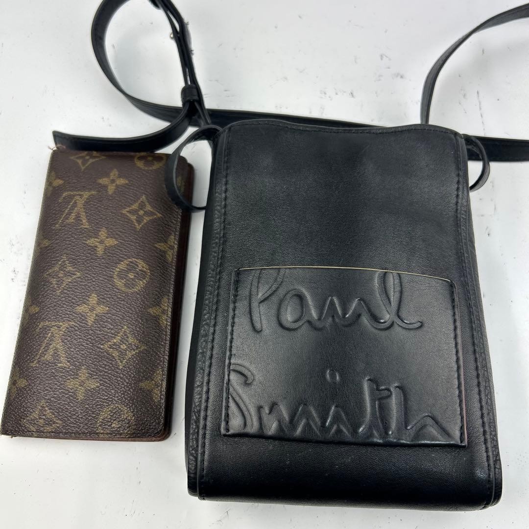 [Good Condition] Paul Smith Shoulder Bag Leather Branded Color Edge Black