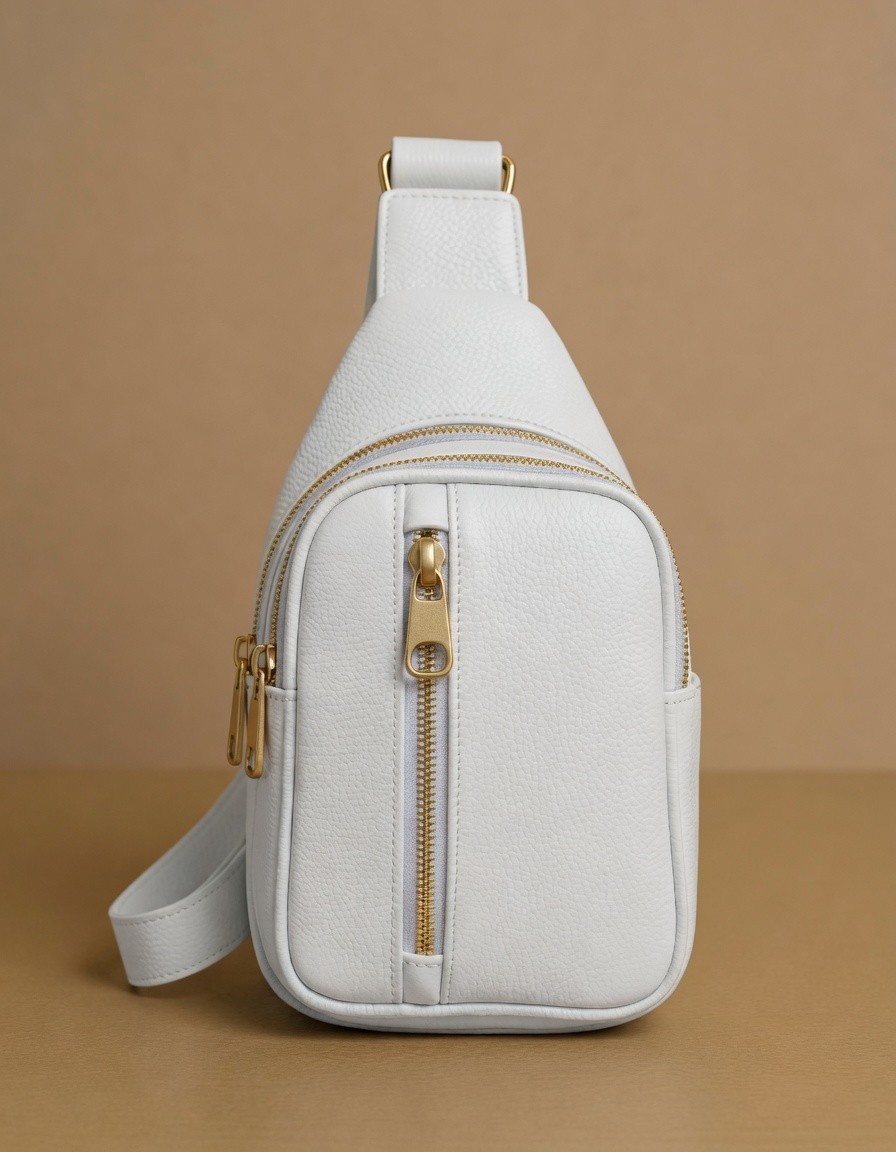 Unisex Leather Crossbody Sling Bag Multi Pocket Adjustable Strap Travel Backpack
