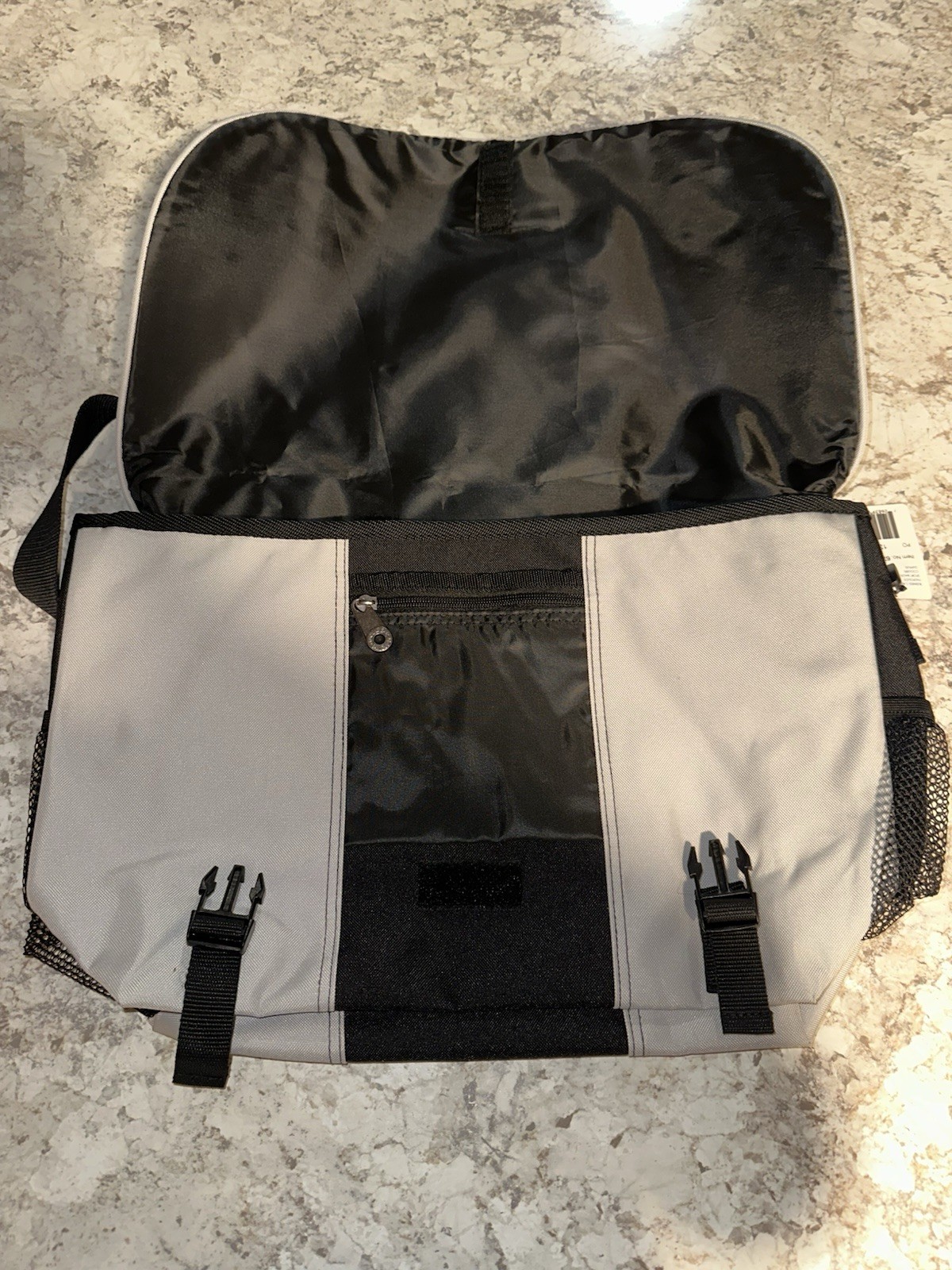 Golden Pacific Gray Black Messenger Bag Buckle Zip, Strap Pockets