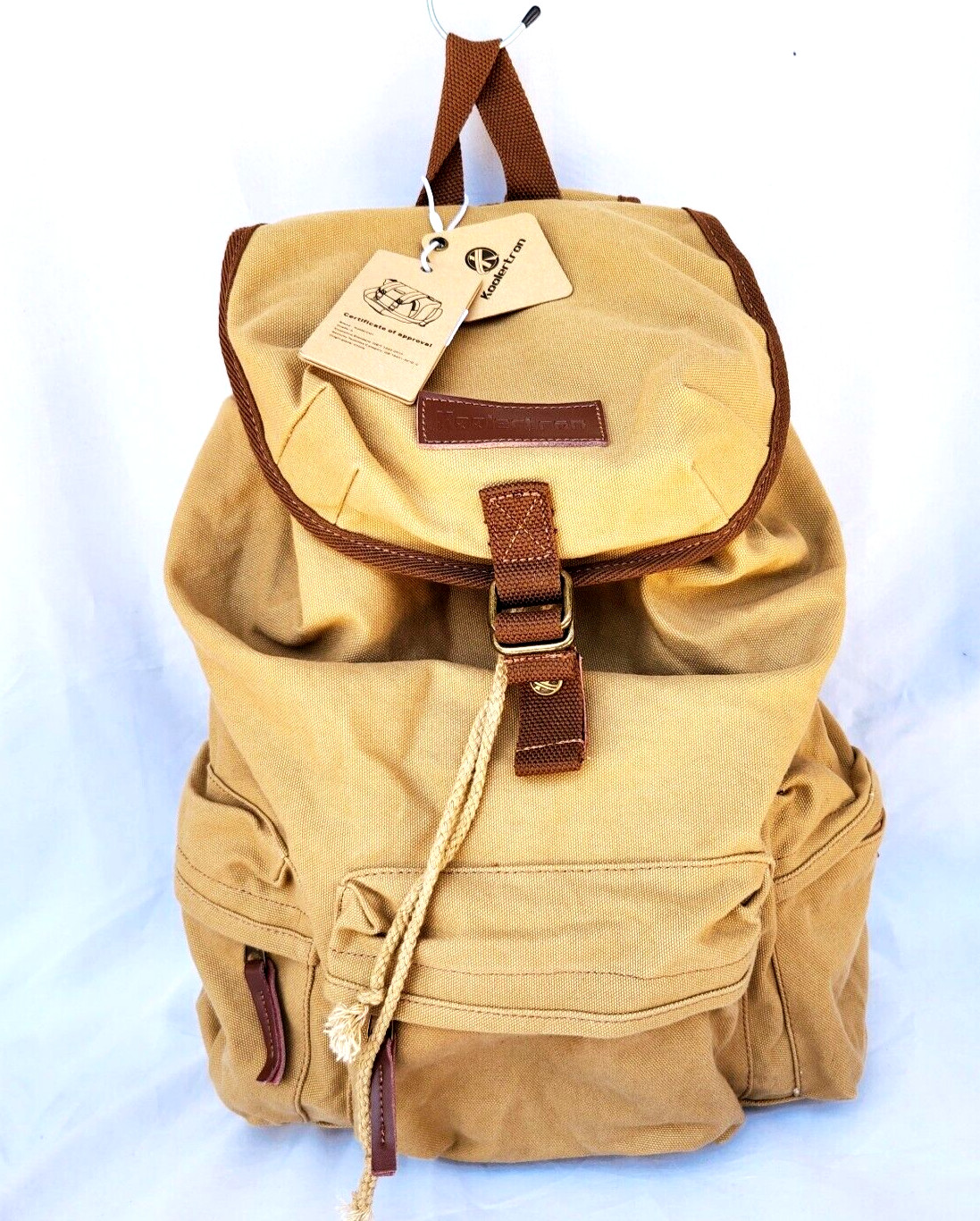 KOOLERTRON Canvas Backpack Camera Bag Guang Tong Brown w/Rain Cover – NWT