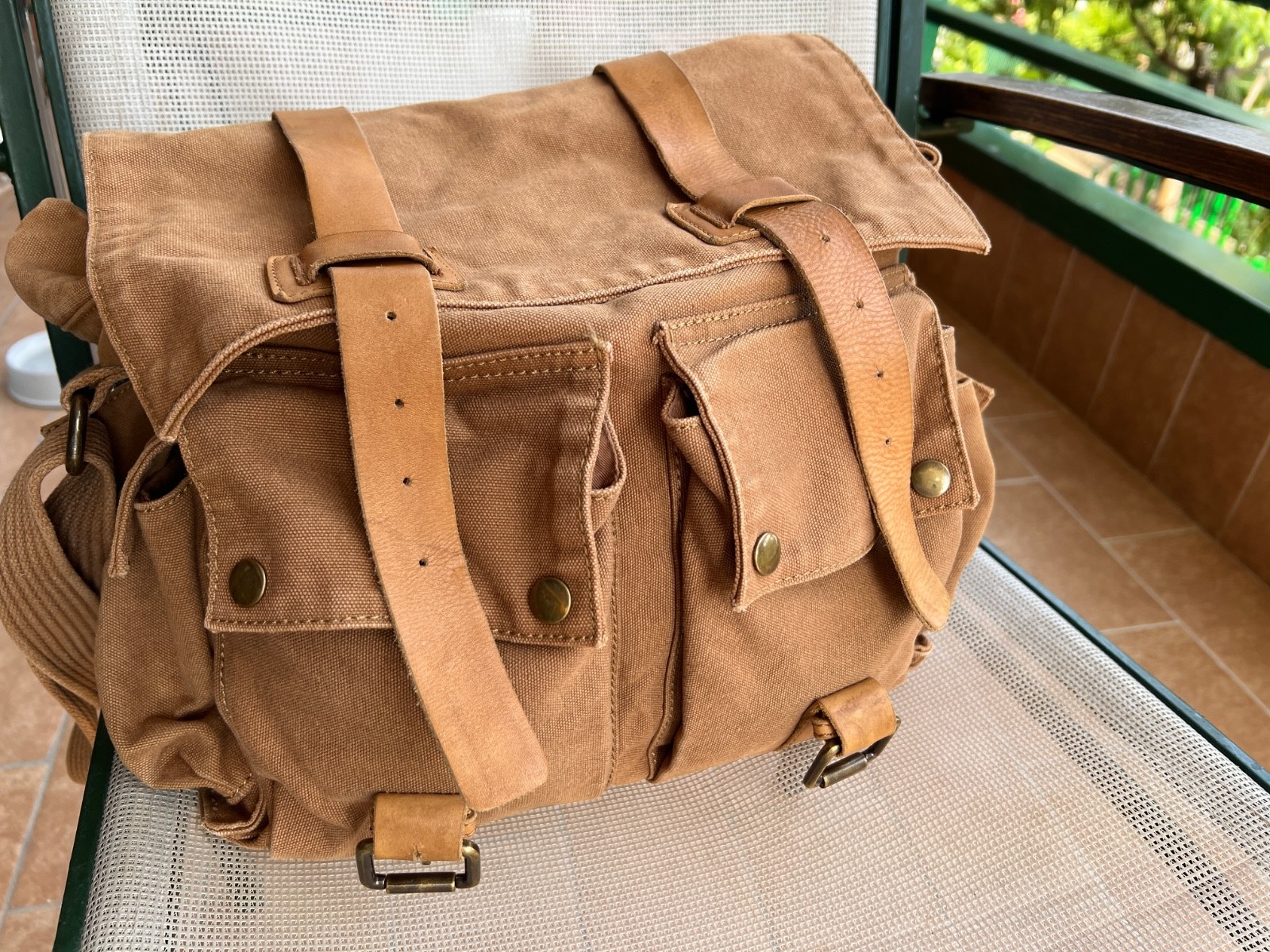 BARBOUR Steve Mc Queen Messenger Shoulder Bag Colonial Cotton Leather Legend 554