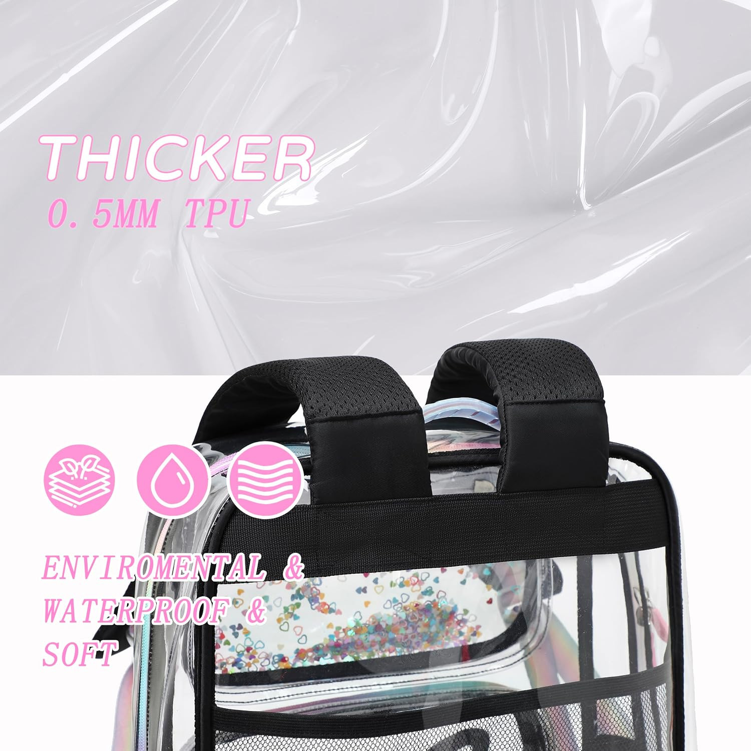 Clear Backpack for School,Large Bookbag Heavy Duty See through Butterfly Backpac