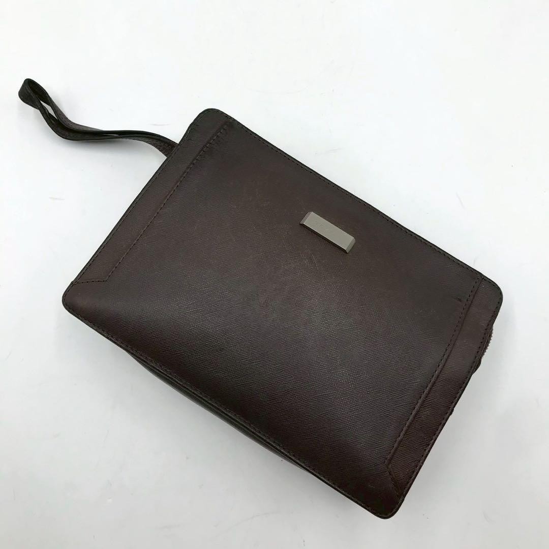 Authentic Burberry Leather Clutch Bag Brown 18cm x 25cm Elegant Design