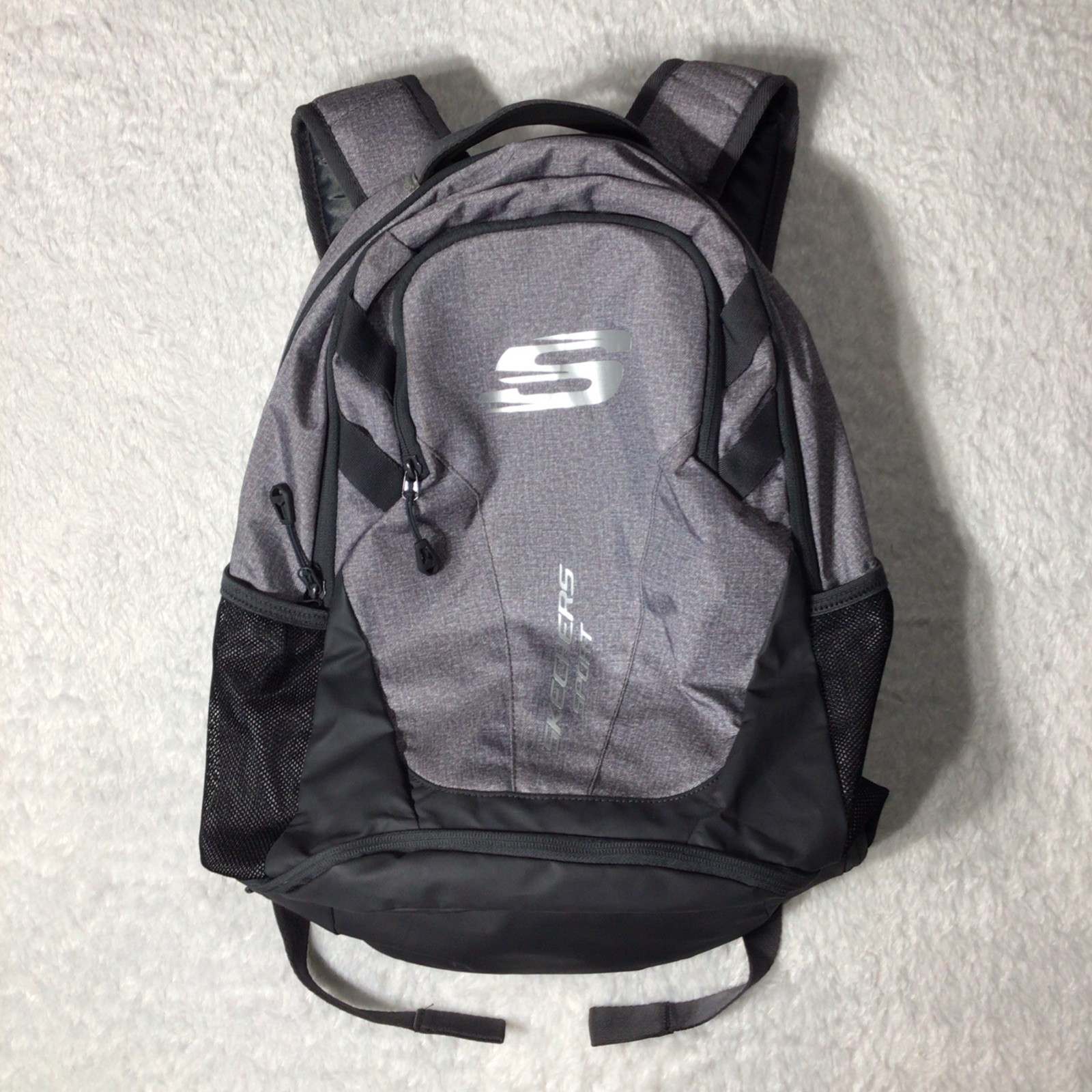 Skechers Sport Backpack School Bag Tote Adjustable Straps Gray Black Hardware