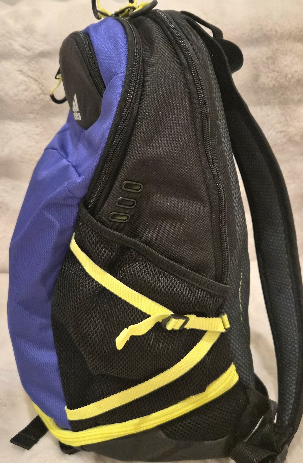 Adidas Backpack Blue Black Neon Yellow Laptop School Hiking Travel Daypack EUC