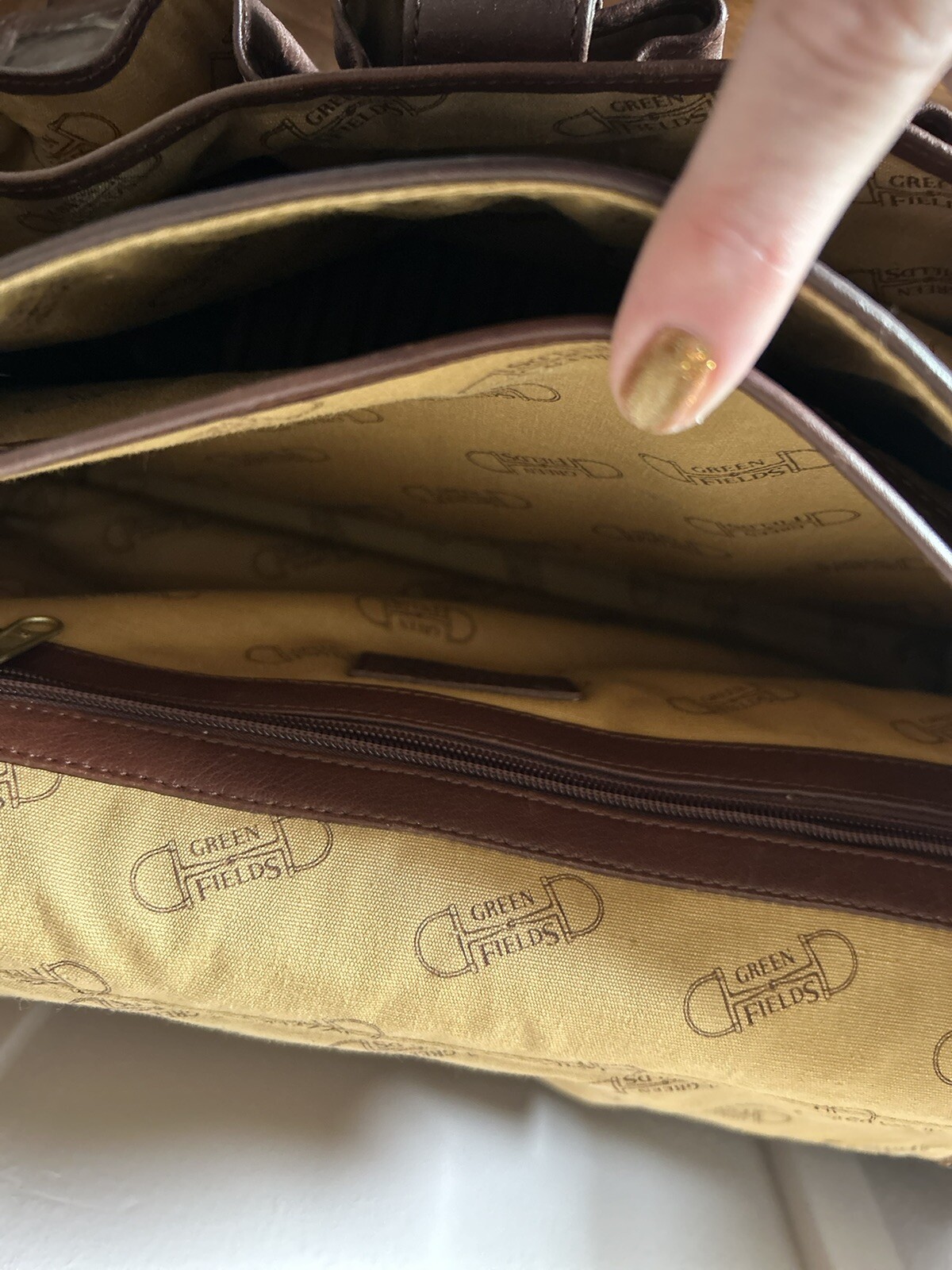 Green Fields Shafmaster Brown Leather Messenger Shoulder Laptop Bag Briefcase