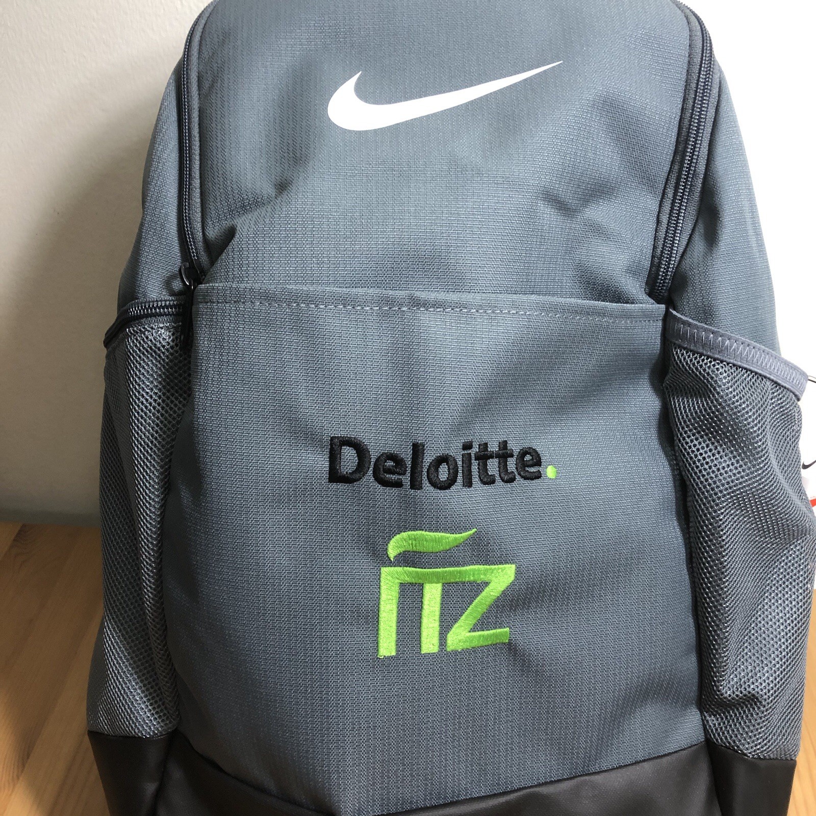 Nike Brasilia Training Deloitte Backpack Gray Black Pockets