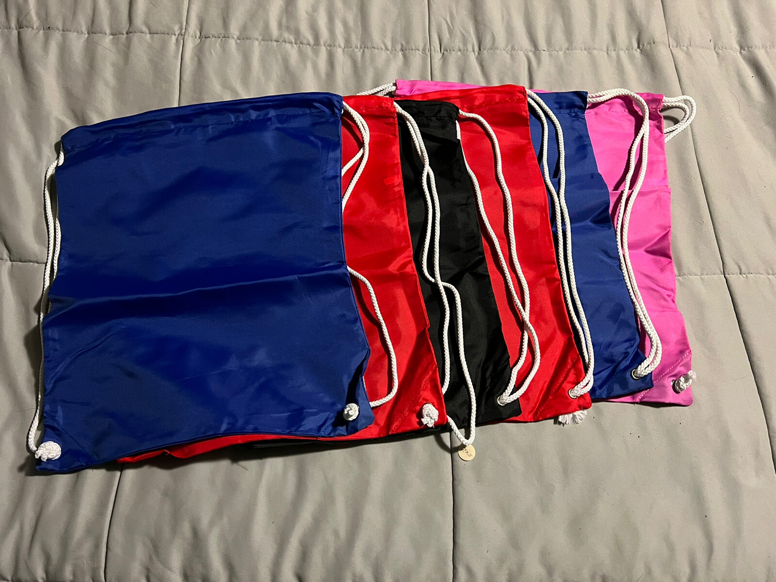 Lot Of (6) String Backpack Drawstring Cinch Sack Gym Bag School By Toppers