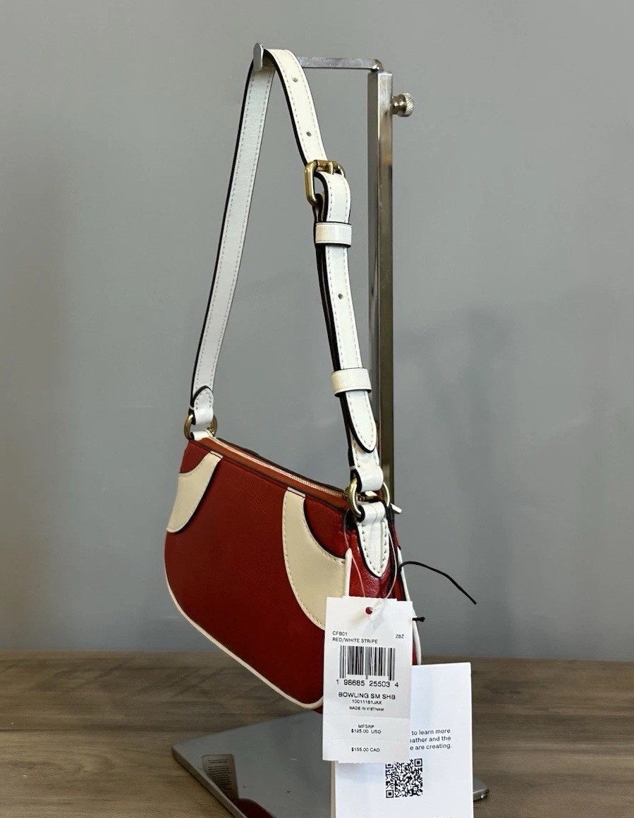 Coach Coachtopia Bowling Small Shoulder Bag Upcrafted Leather Red/White CFB01