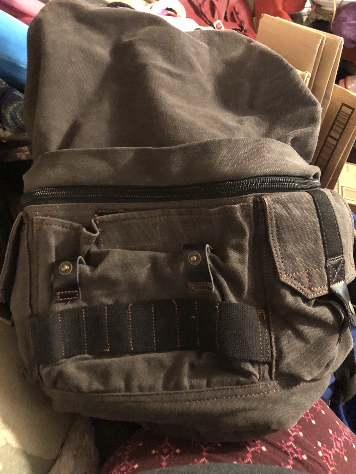 KOOLERTRON Canvas Backpack Camera Bag Guang Tong Brown w/Rain Cover