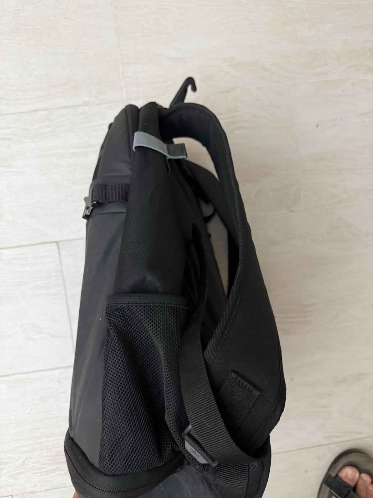Nike Black/Gray Geometric Zip Backpack, Medium, Outer Pockets, Adjustable