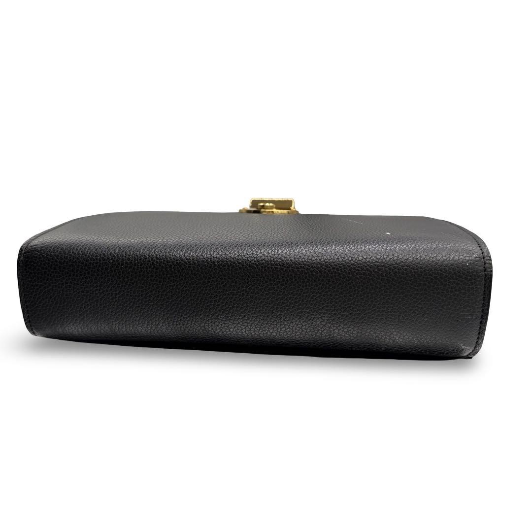 Authentic Bally Leather Clutch Bag Black 17cm x 24.5cm Dress Casual Stylish
