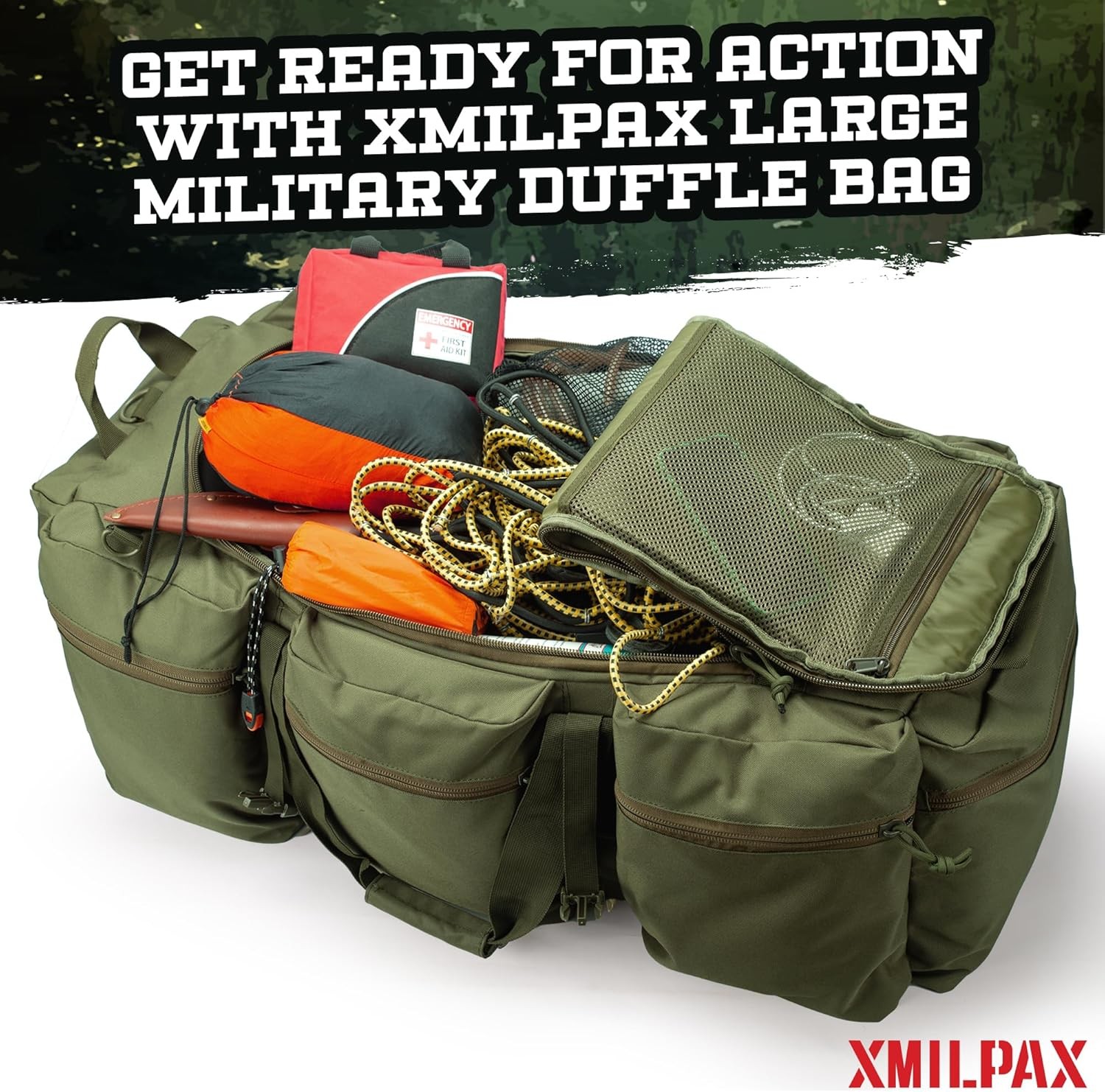 100L Large Military Duffle Bag Deployment Duffel Bag Sports Equipment Travel Lug