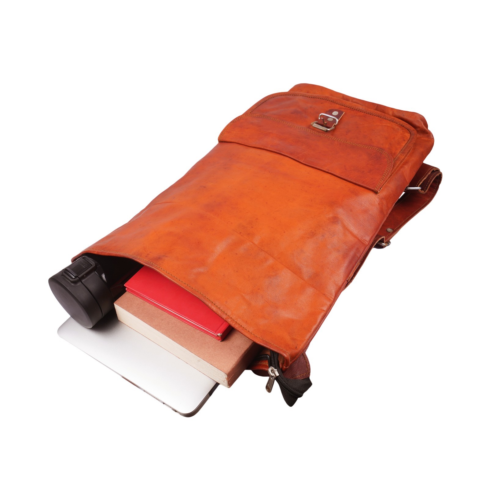 20″ Leather Rolltop Backpack Handmade Veg Tanned Full Grain Laptop Bag