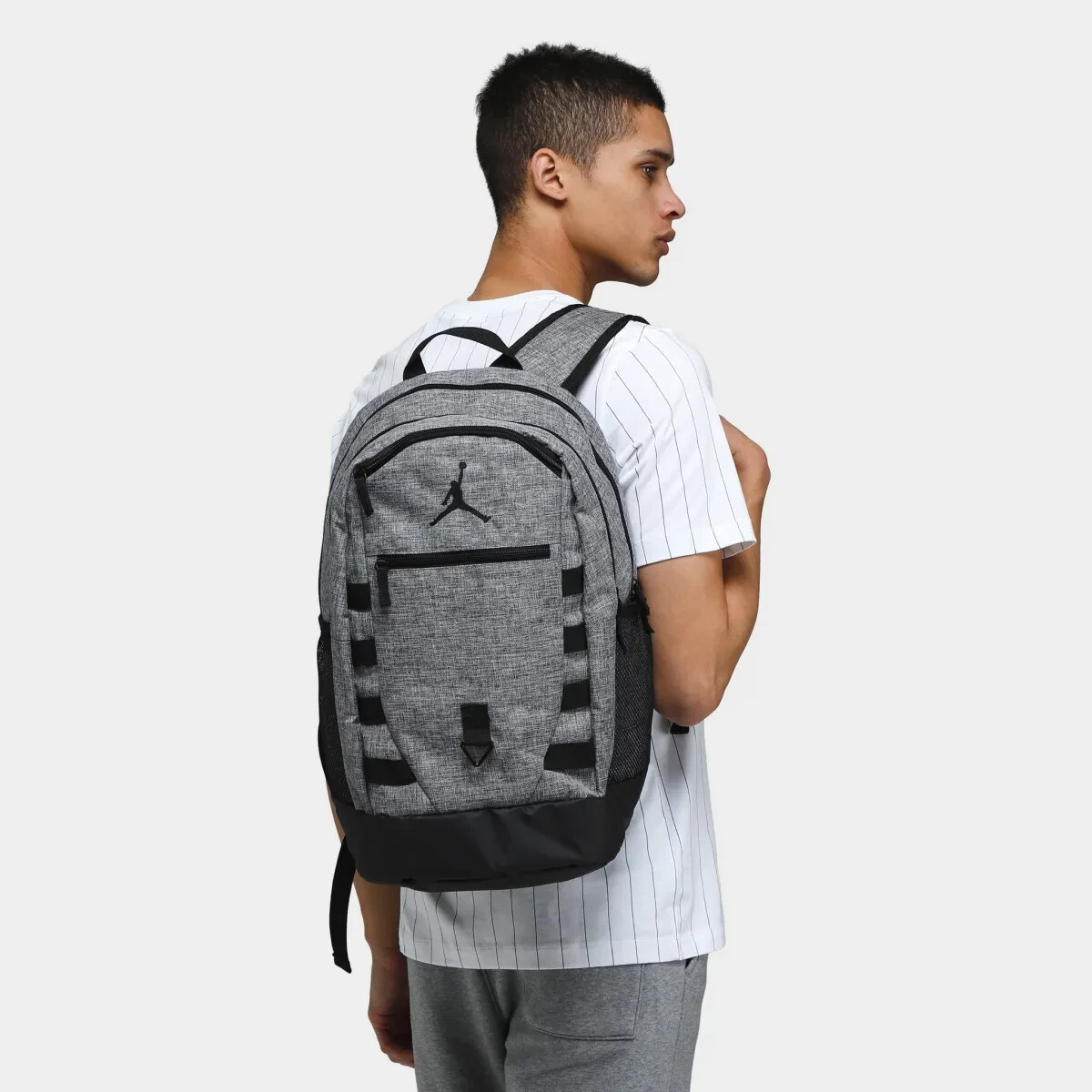 NIKE JORDAN JAM ZONE BACKPACK LAPTOP SCHOOL GYM BAG CARBON HEATHER GREY/BLACK