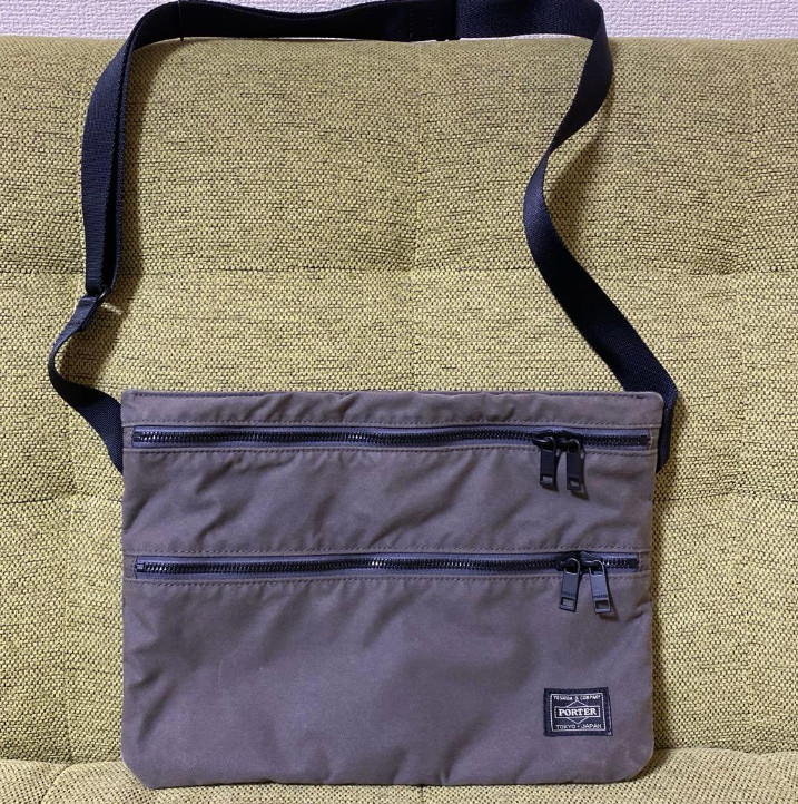 YOSHIDA PORTER Sacoche Shoulder Bag Used Double zip Canvas 32cm × 22㎝ From Japan