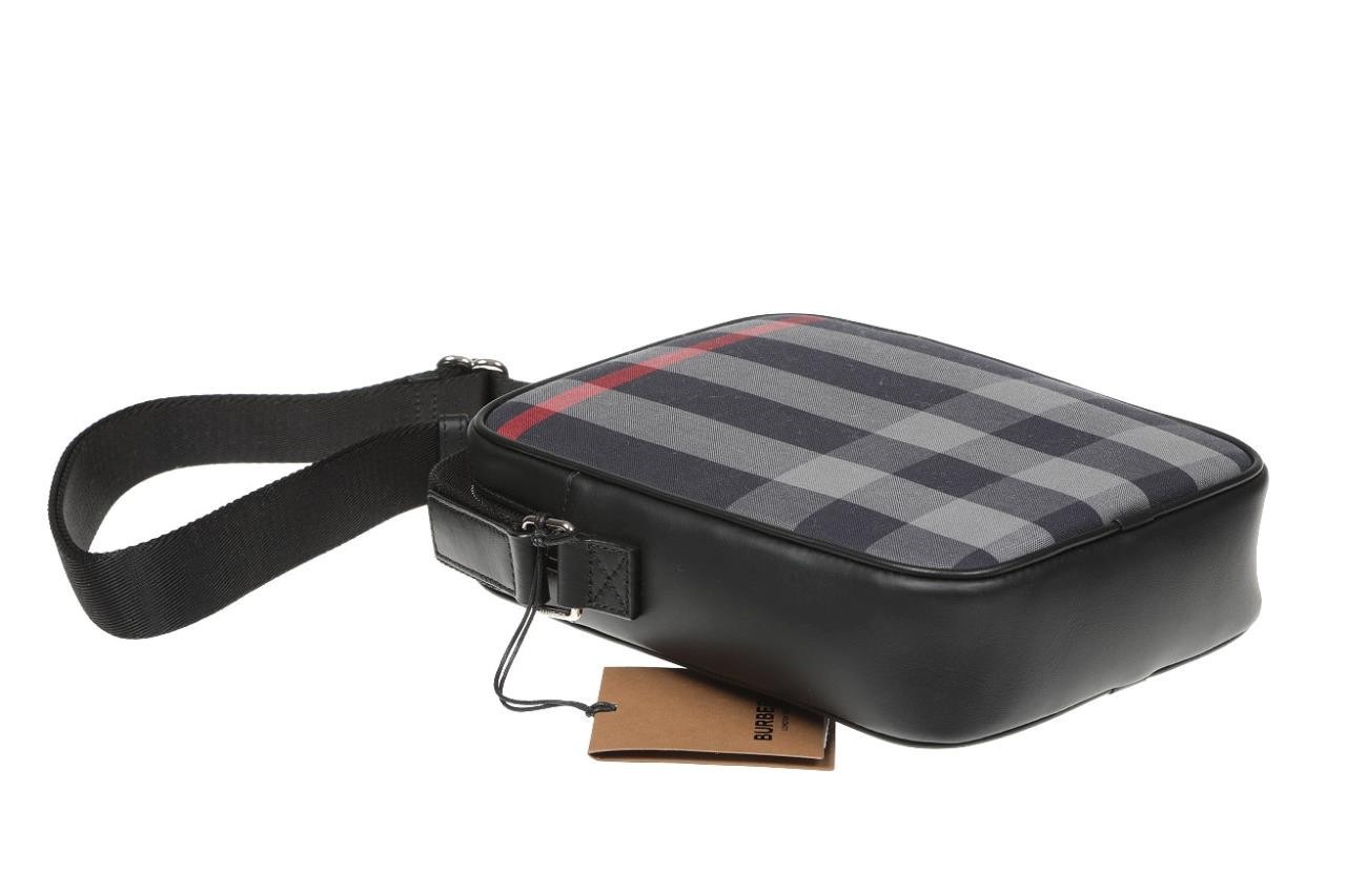 NEW BURBERRY MENS NAVY GRAY CHECK CROSS BODY BAG CROSSBODY