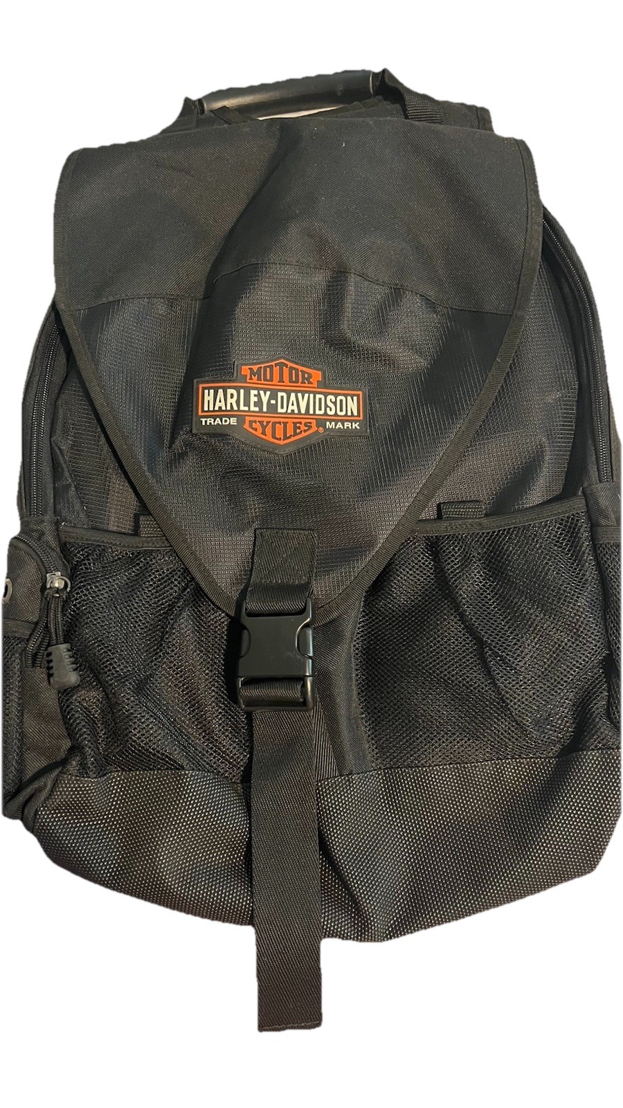 HARLEY DAVIDSON Backpack Bag Helmet Laptop Padded Side Zippers Nylon Large