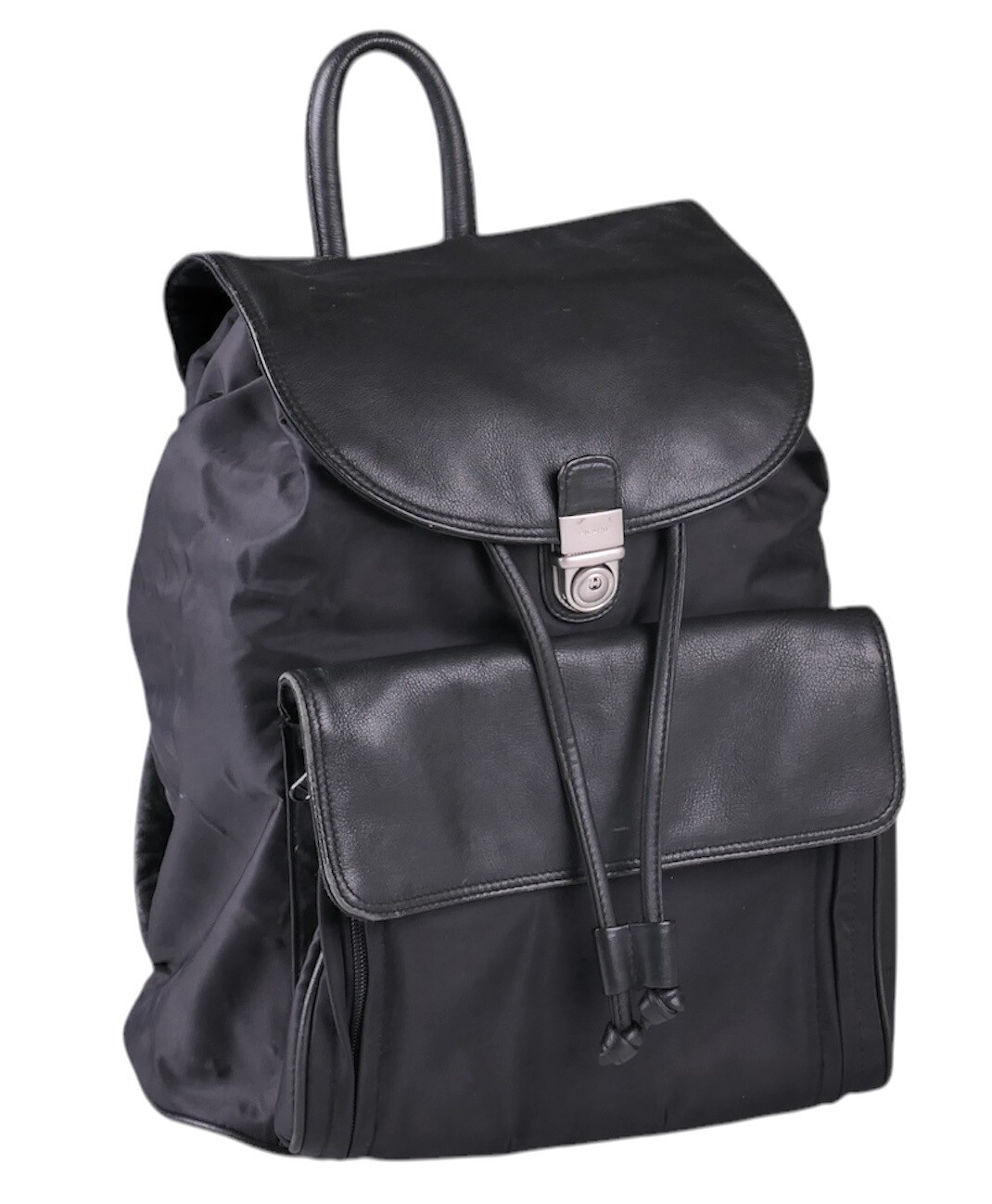 Picard Made in Germany Black Leather Drawstring Rucksack Hobo Backpack Day Bag