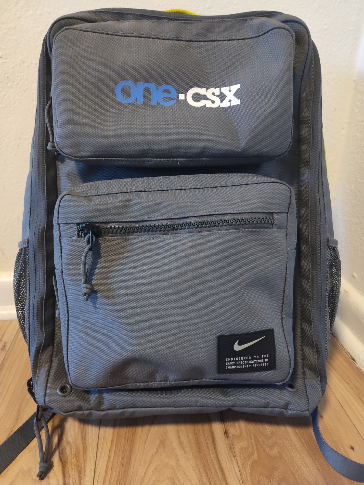 Nike Utility Speed Backpack Grey Yellow Accent Training Gym School Bag
