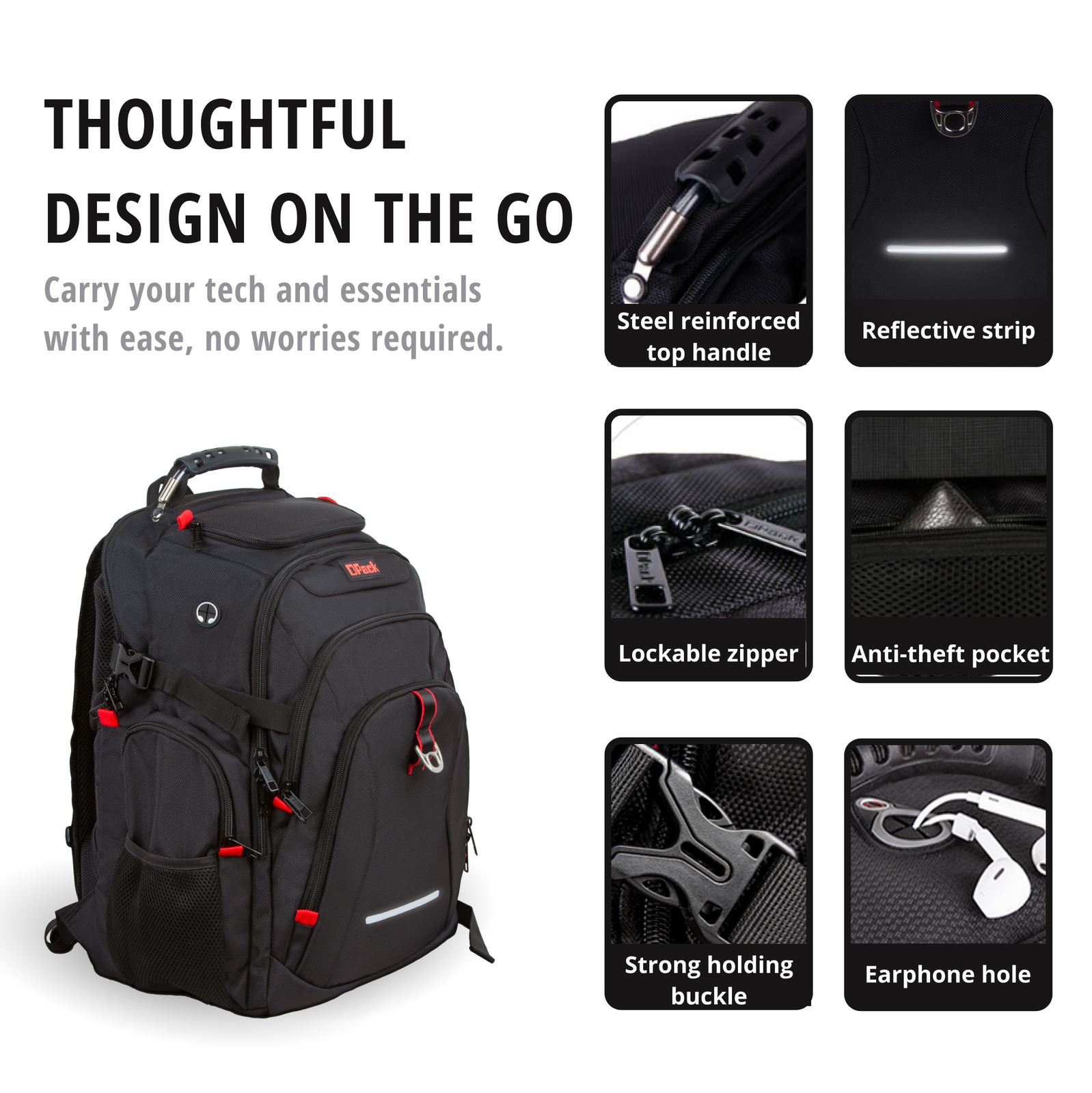 45L Anti-theft Extra Large Backpack Business Travel 17” Laptop bag Waterproof