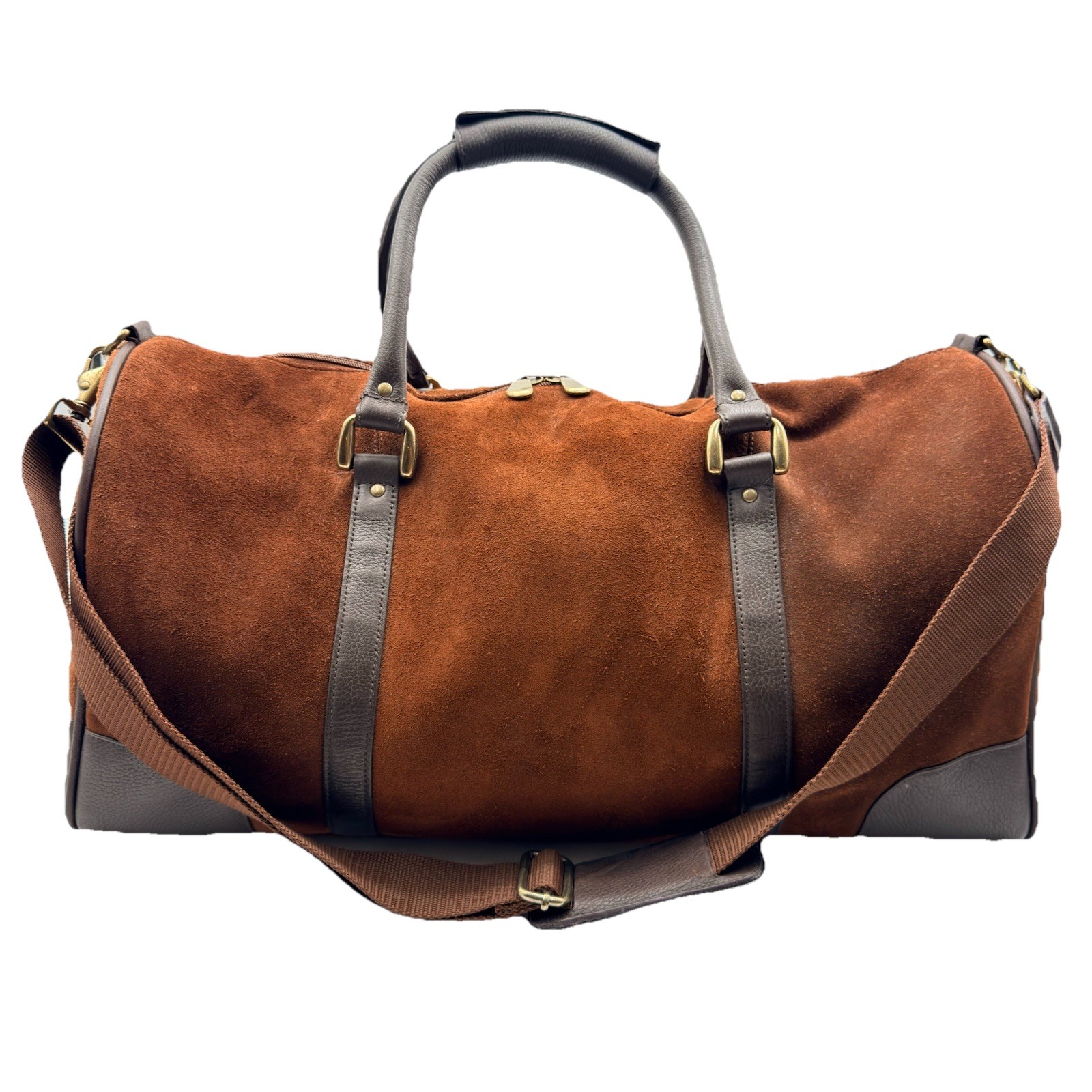 Vintage Marlboro NEW 2003 Guts Grit Gear Brown Suede Leather Travel Duffel Bag