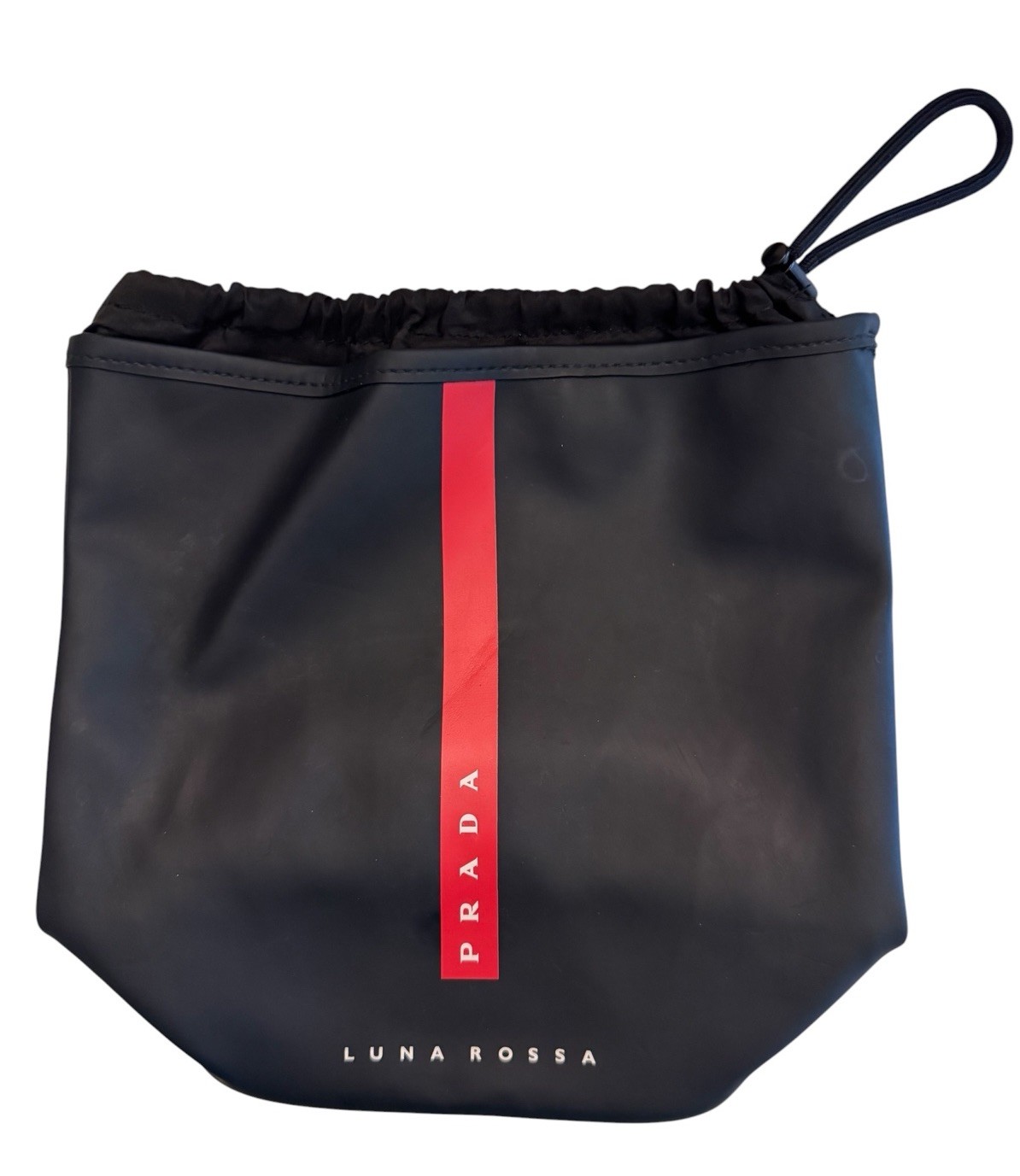 Prada Luna Rossa Black Drawstring Bucket Waterproof Promo Gym Bag Travel Pouch