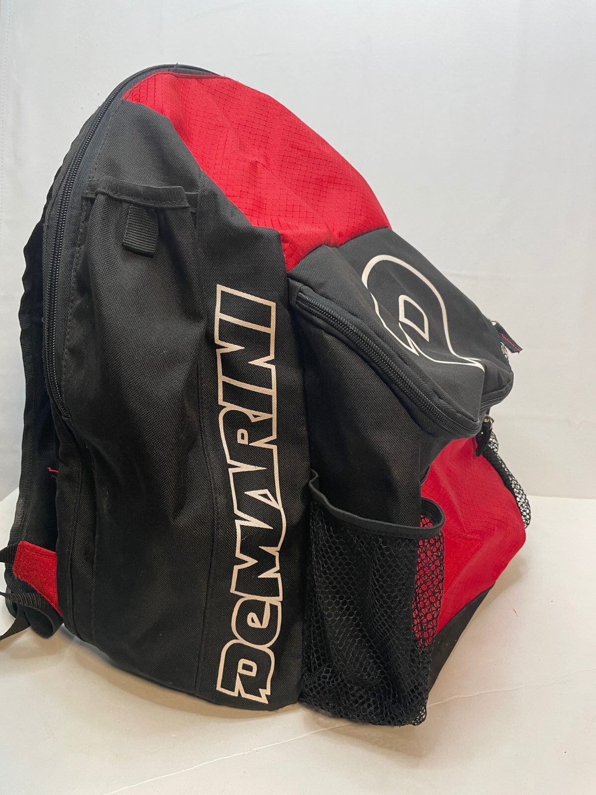 DeMarini sports backpack baseball bag 18″ x 15″ x 10″ WTA9433SC black red