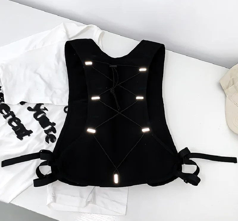 Reflective Design Chest Rig Bag for Men Hip-hop Streetwear Tactical Vest Backpac