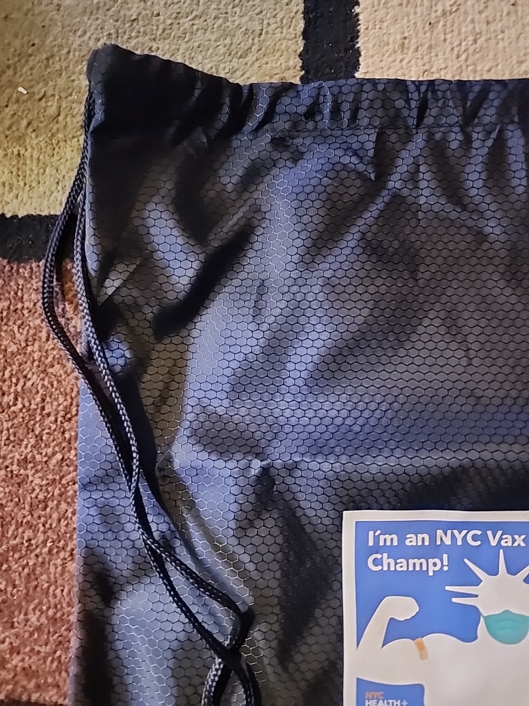 NEW I’m an NYC VAX Champ! Drawstring BAG Statue of Liberty Mask Vaccine Blue C19