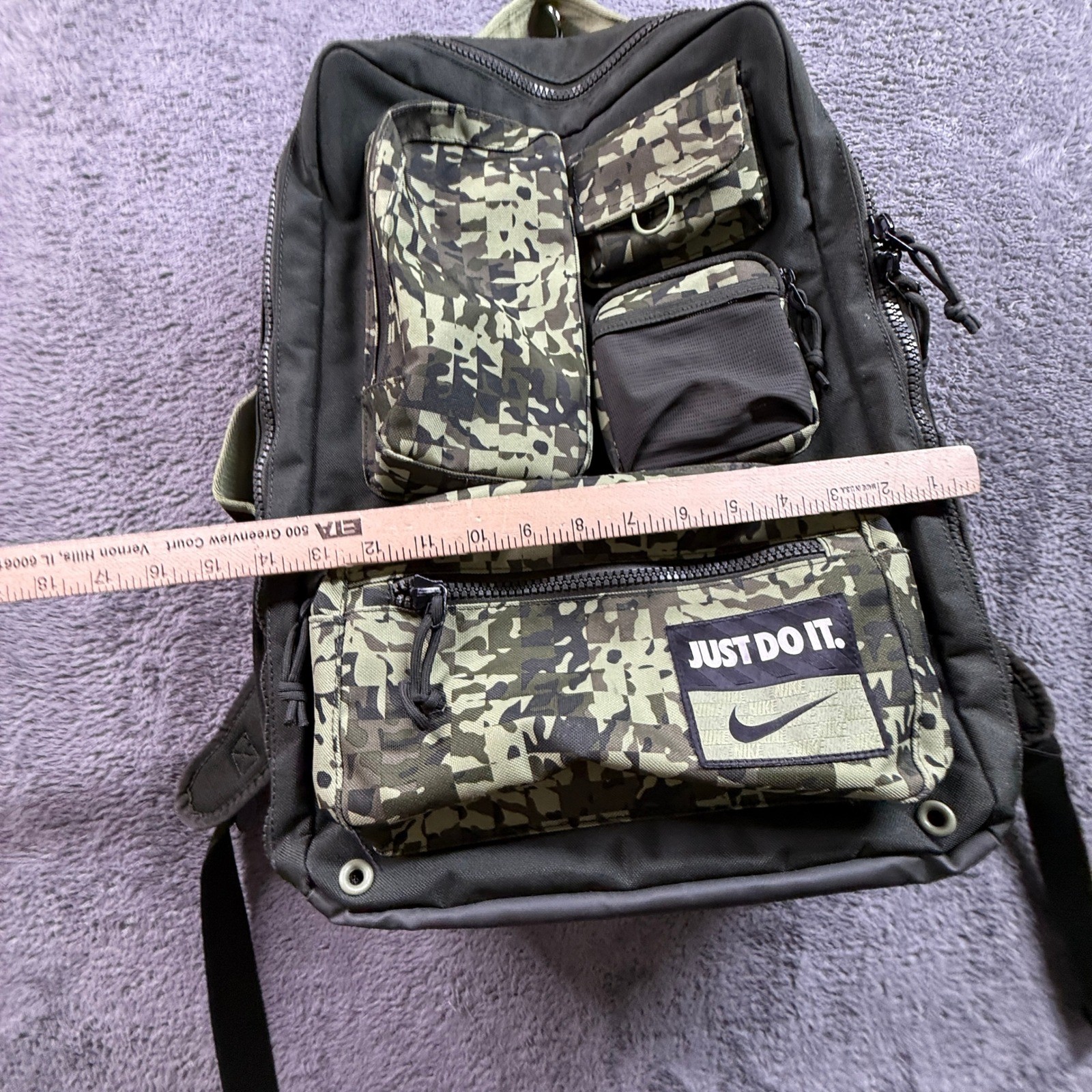 Nike Utility Elite Printed Backpack Mens 32L Green Excellent DQ5224-355 Camo