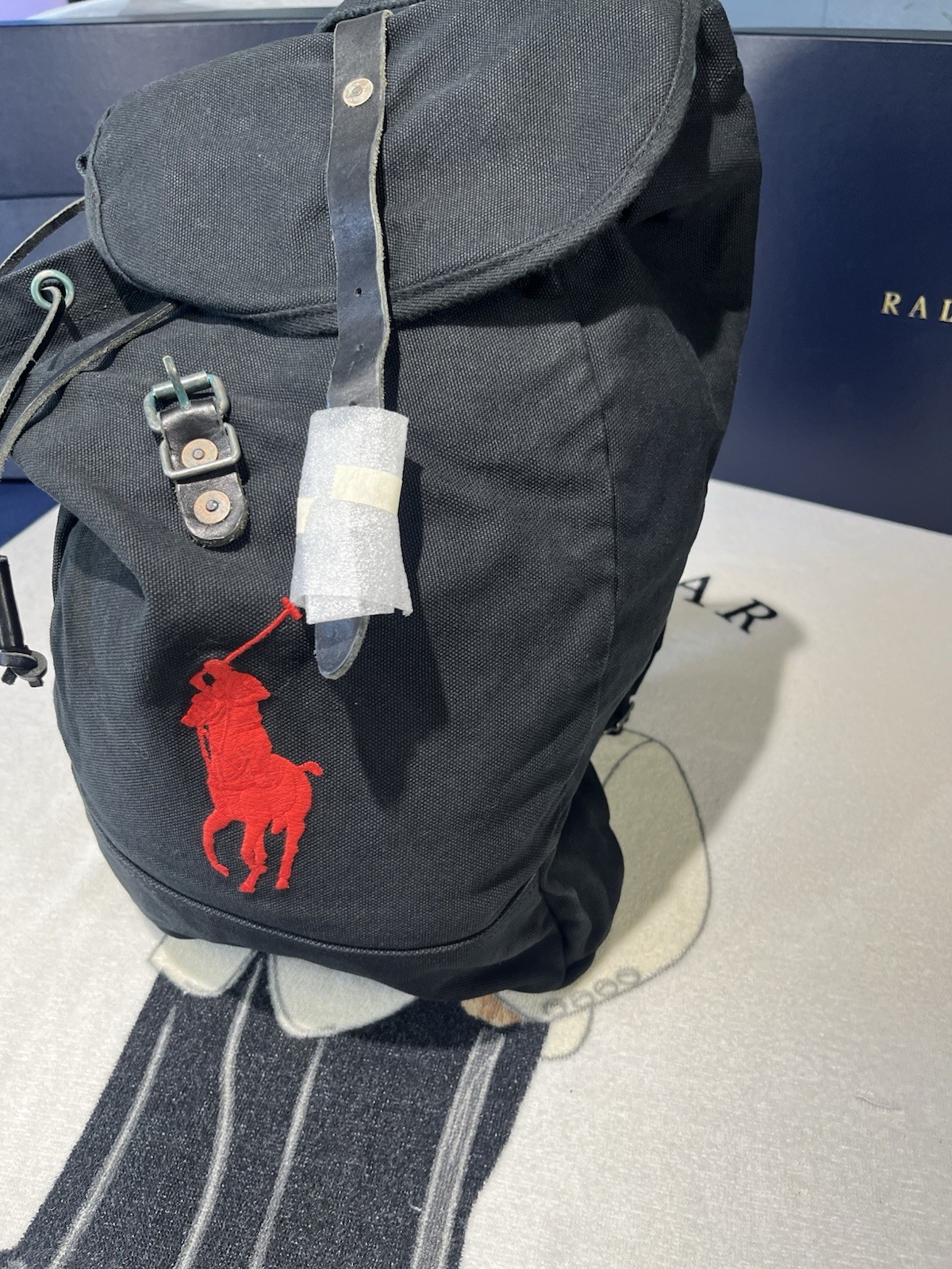 ✝️ ⭐️ Polo, Ralph Lauren black Backpack Duffel Bag New Deep Double Pockets.