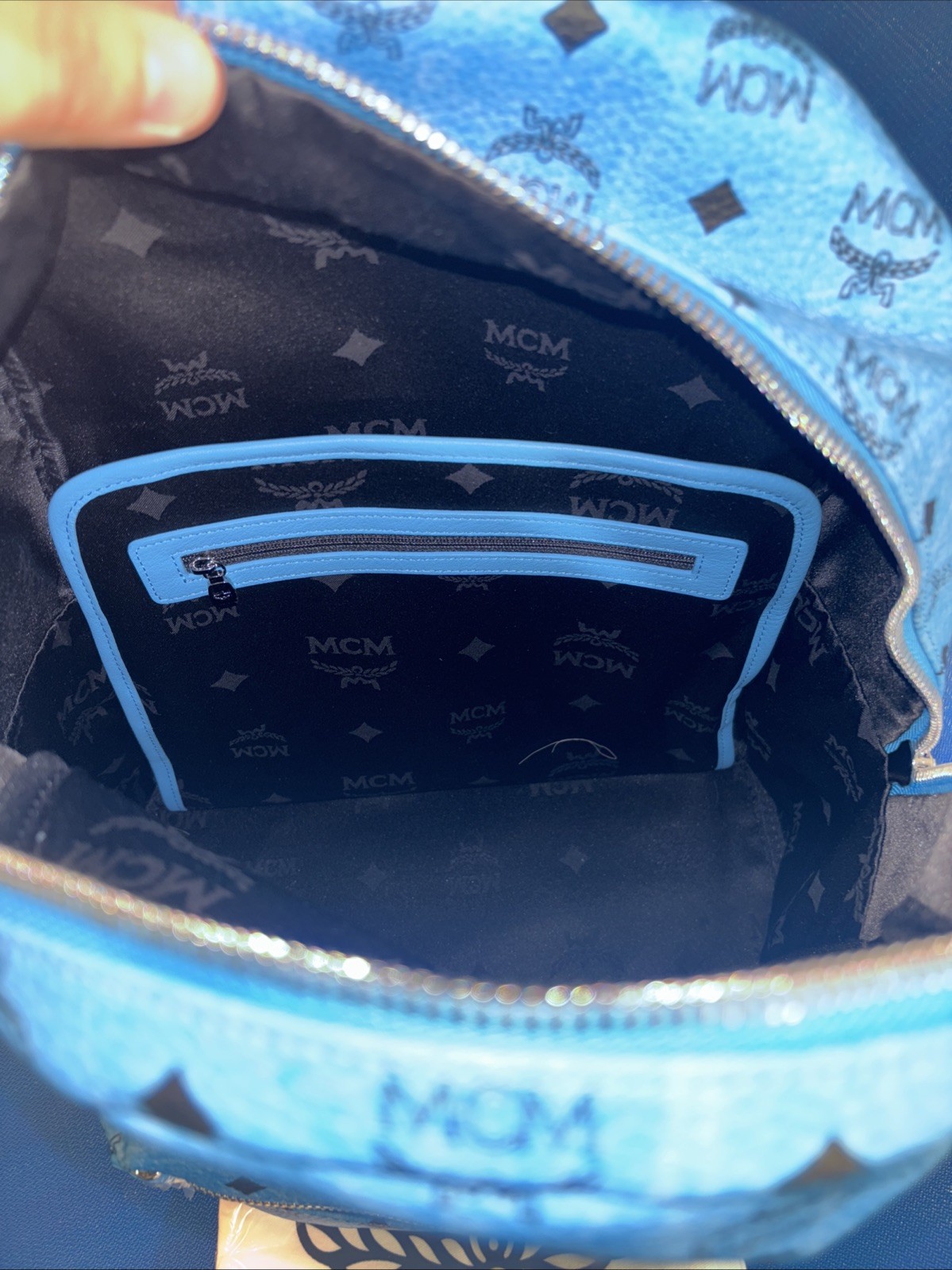 MCM NEW Medium Backpack – LIGHT BLUE (MMK7ASO78LL001) AUTHENTIC