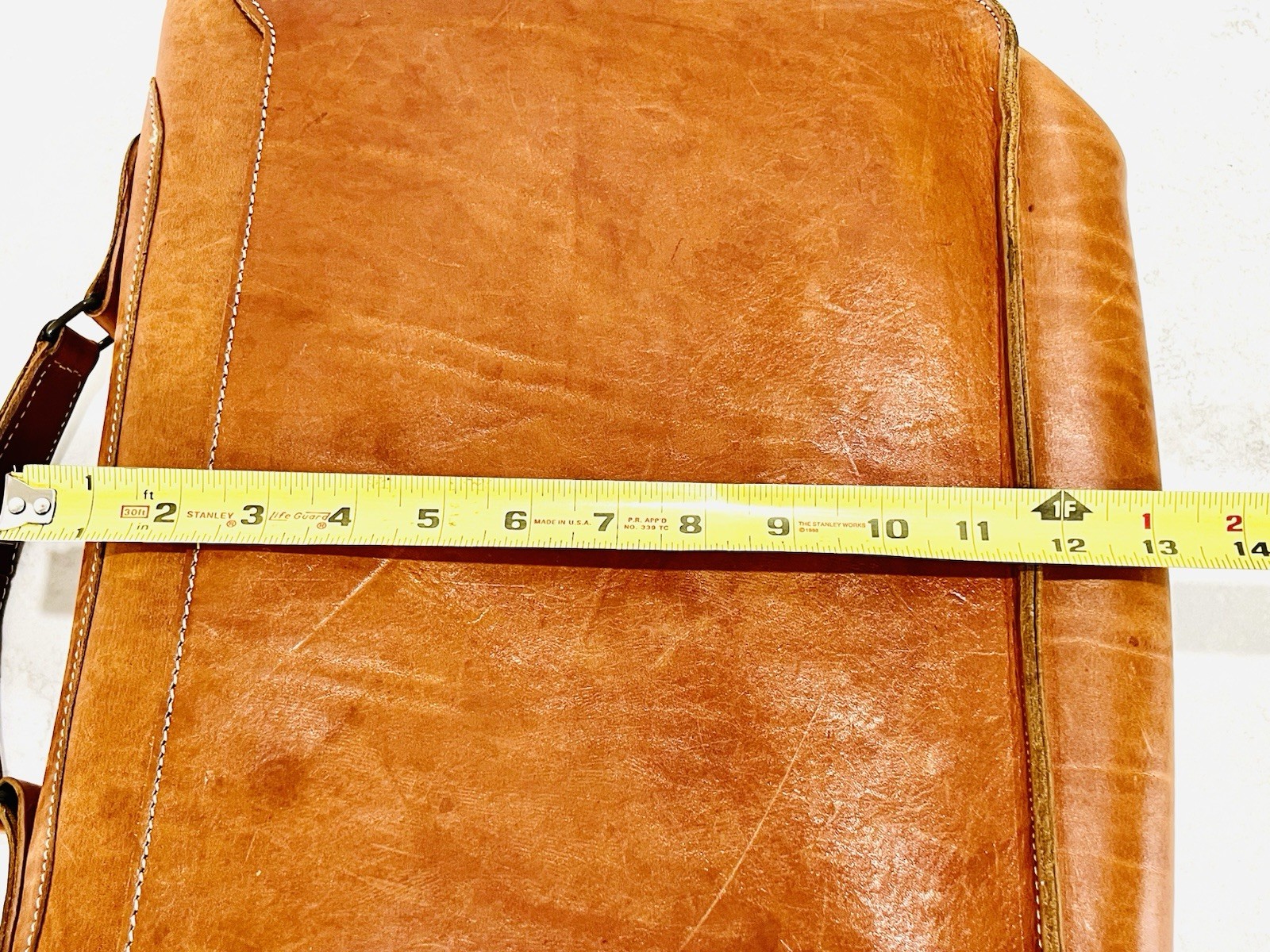 VTG Cognac Leather Briefcase/Laptop Bag w/5 Pockets By Naturally Yours-Greece