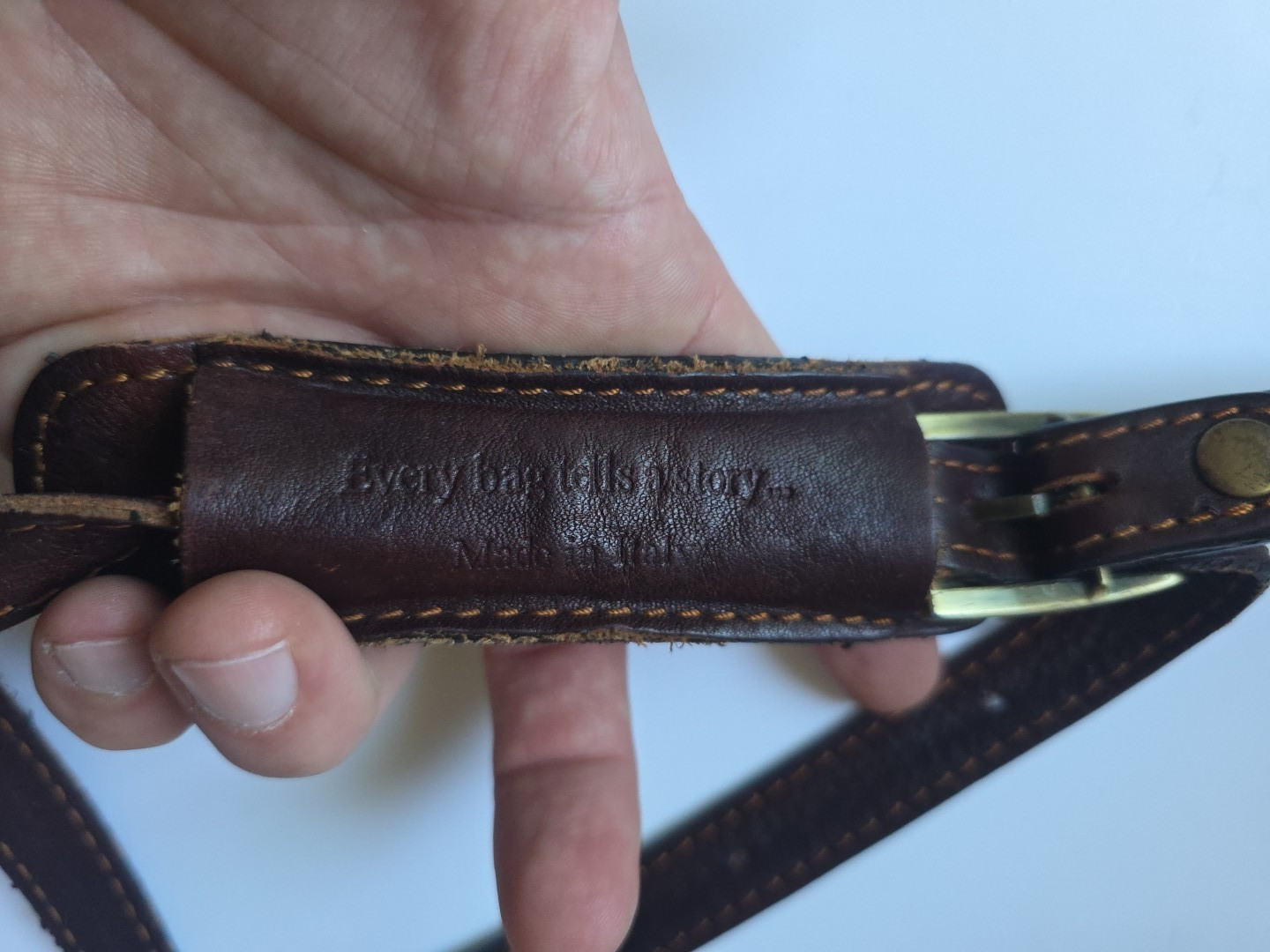 Prodotto Artigianale Vera Pelle Brown Leather Shoulder Messenger Bag Made Italy