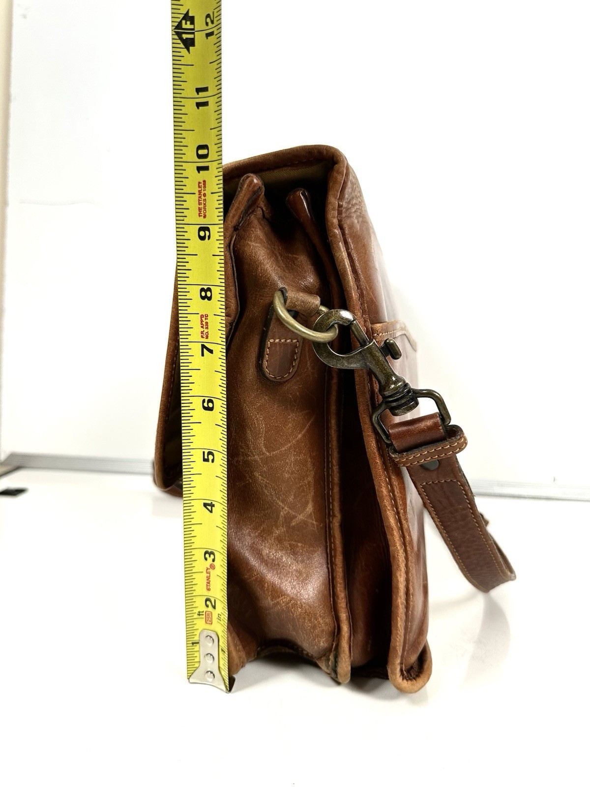 Vintage Tusting Leather Messenger Briefcase Bag Made In England Caramel VGC