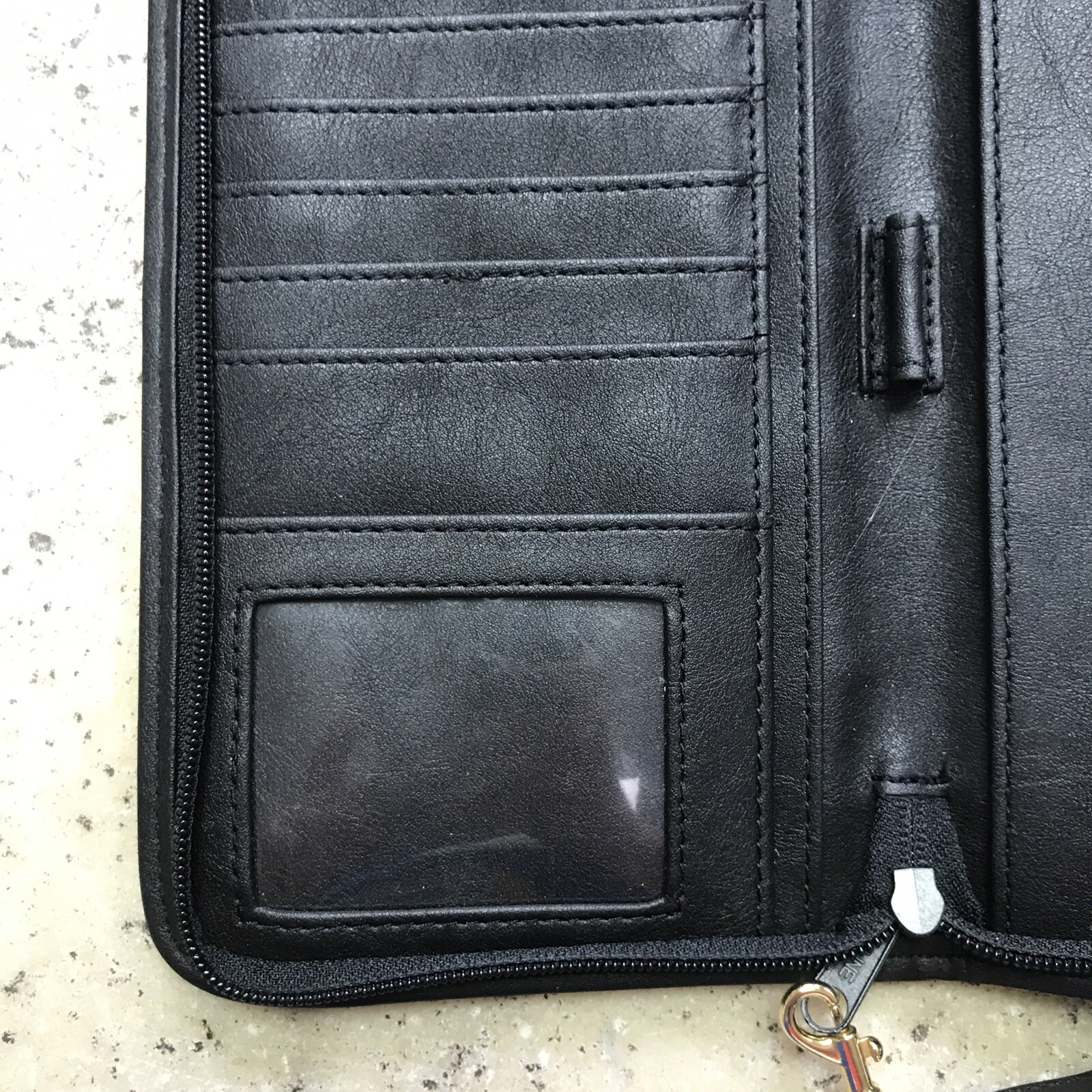 Large Leather Traveler’s Wallet Portfolio GEMLINE Zip-Around – Nice! Fast Ship!